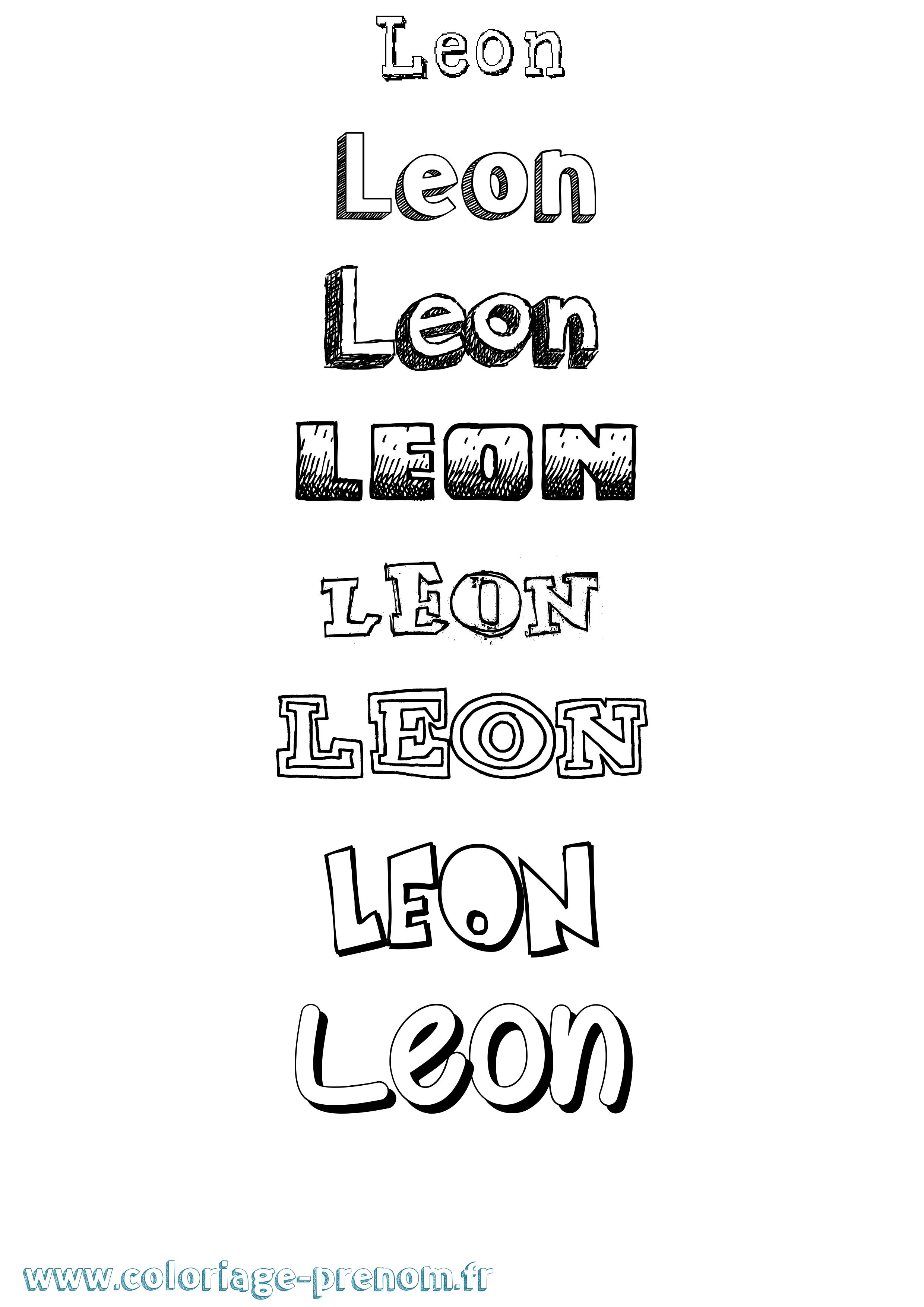 Coloriage Leon Dessiné Coloriage prénom Leon Dessiné