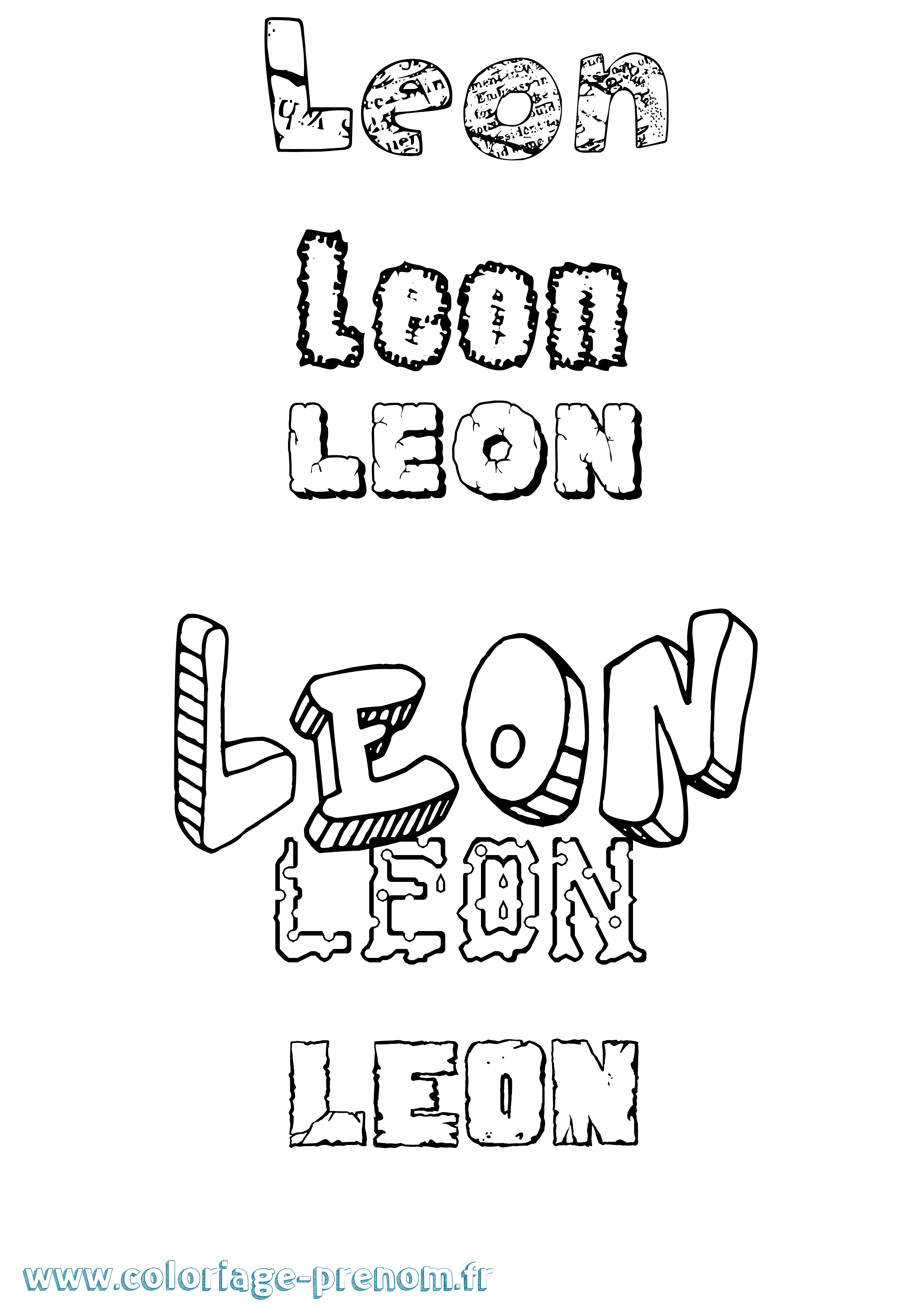 Coloriage Leon Destructuré Coloriage prénom Leon Destructuré