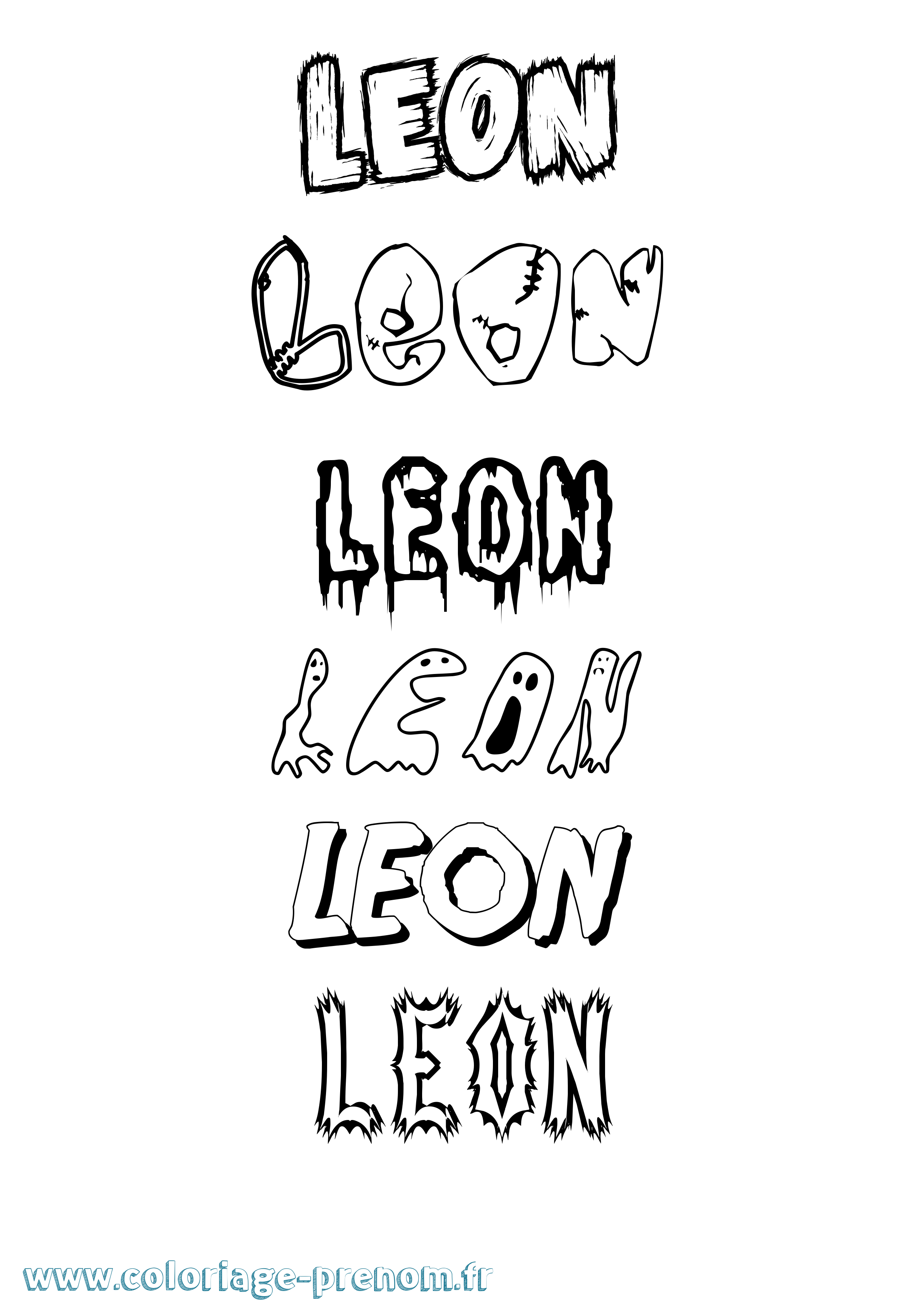 Coloriage prénom Leon Frisson