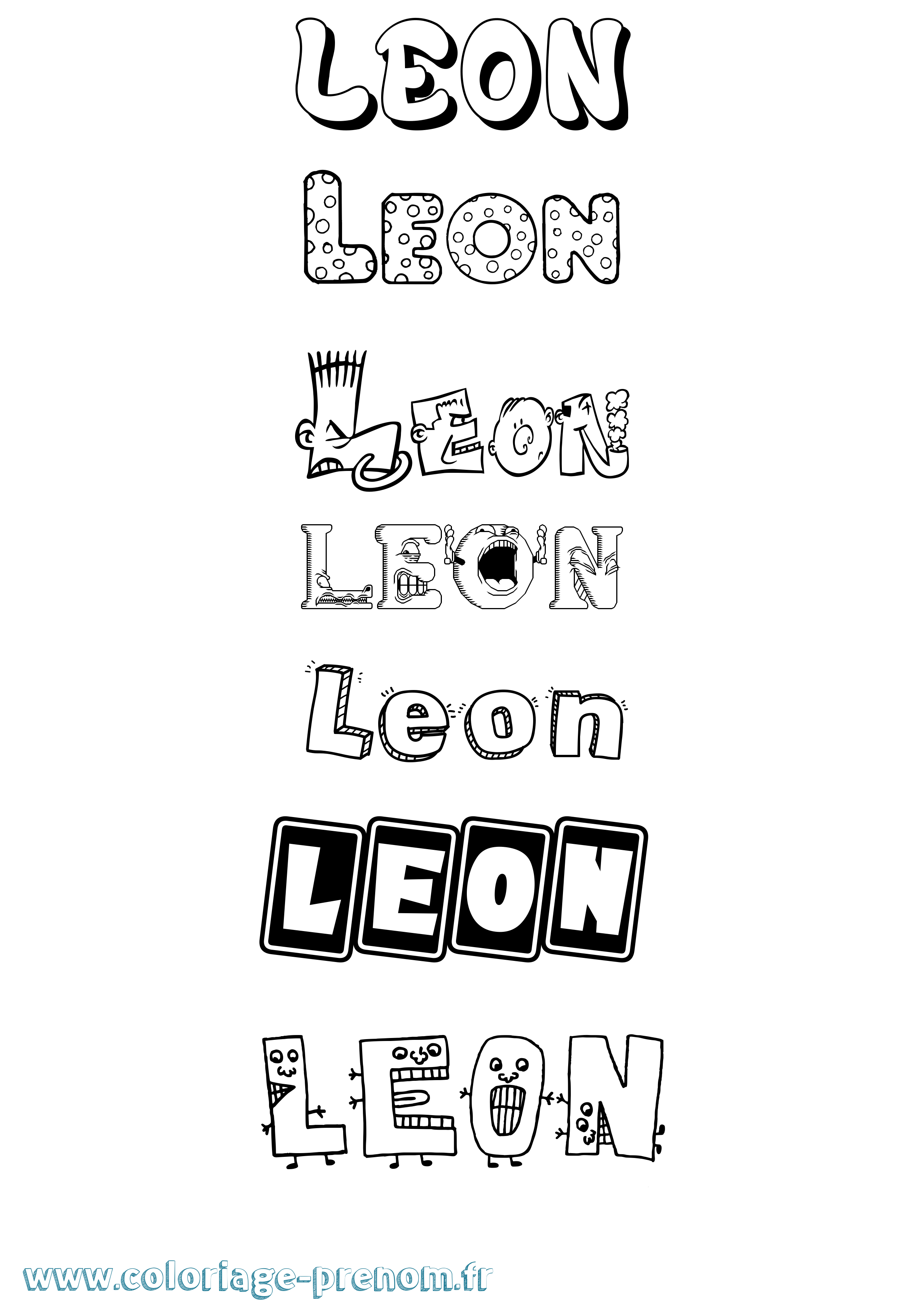 Coloriage Leon Fun Coloriage prénom Leon Fun
