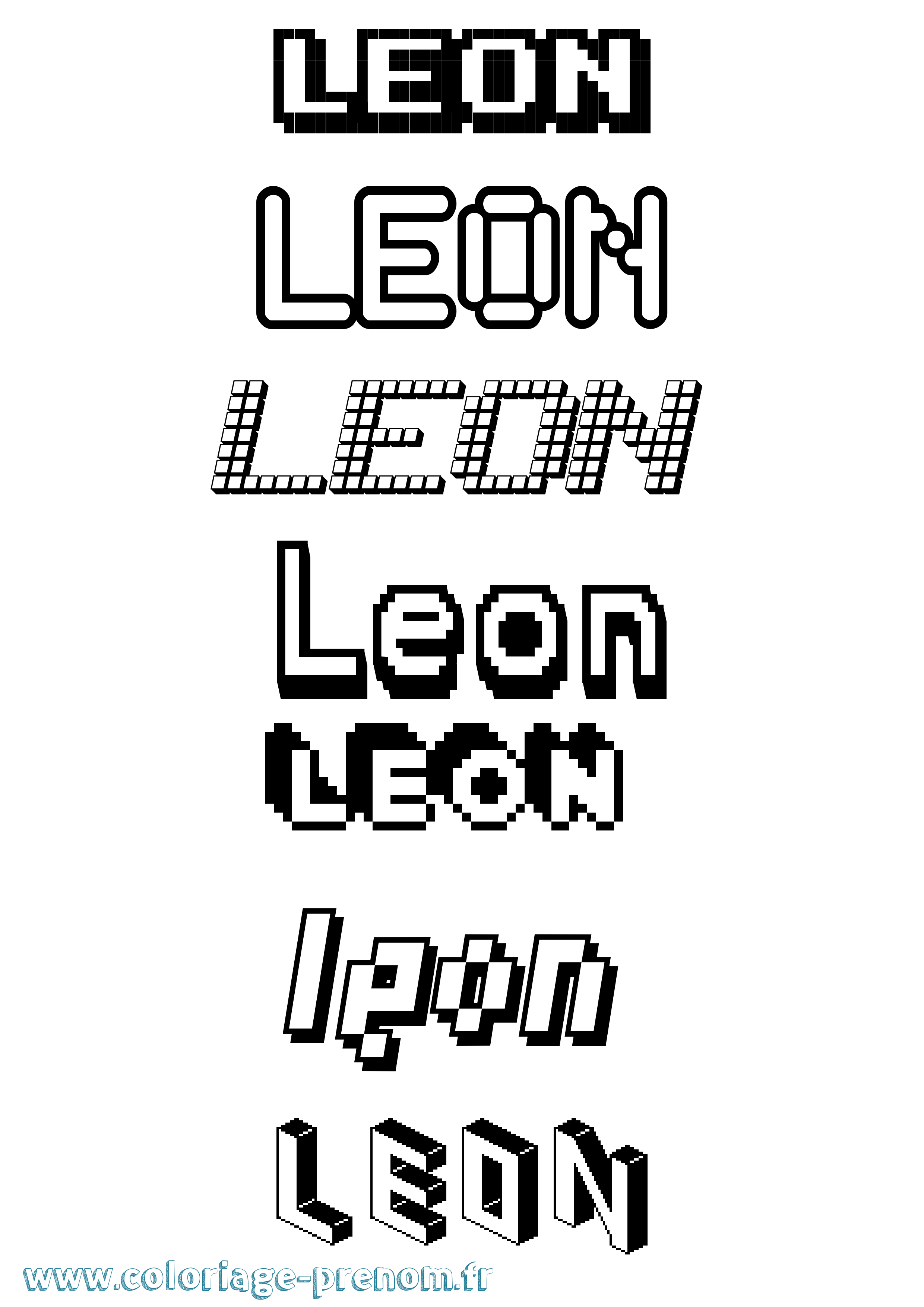Coloriage prénom Leon Pixel