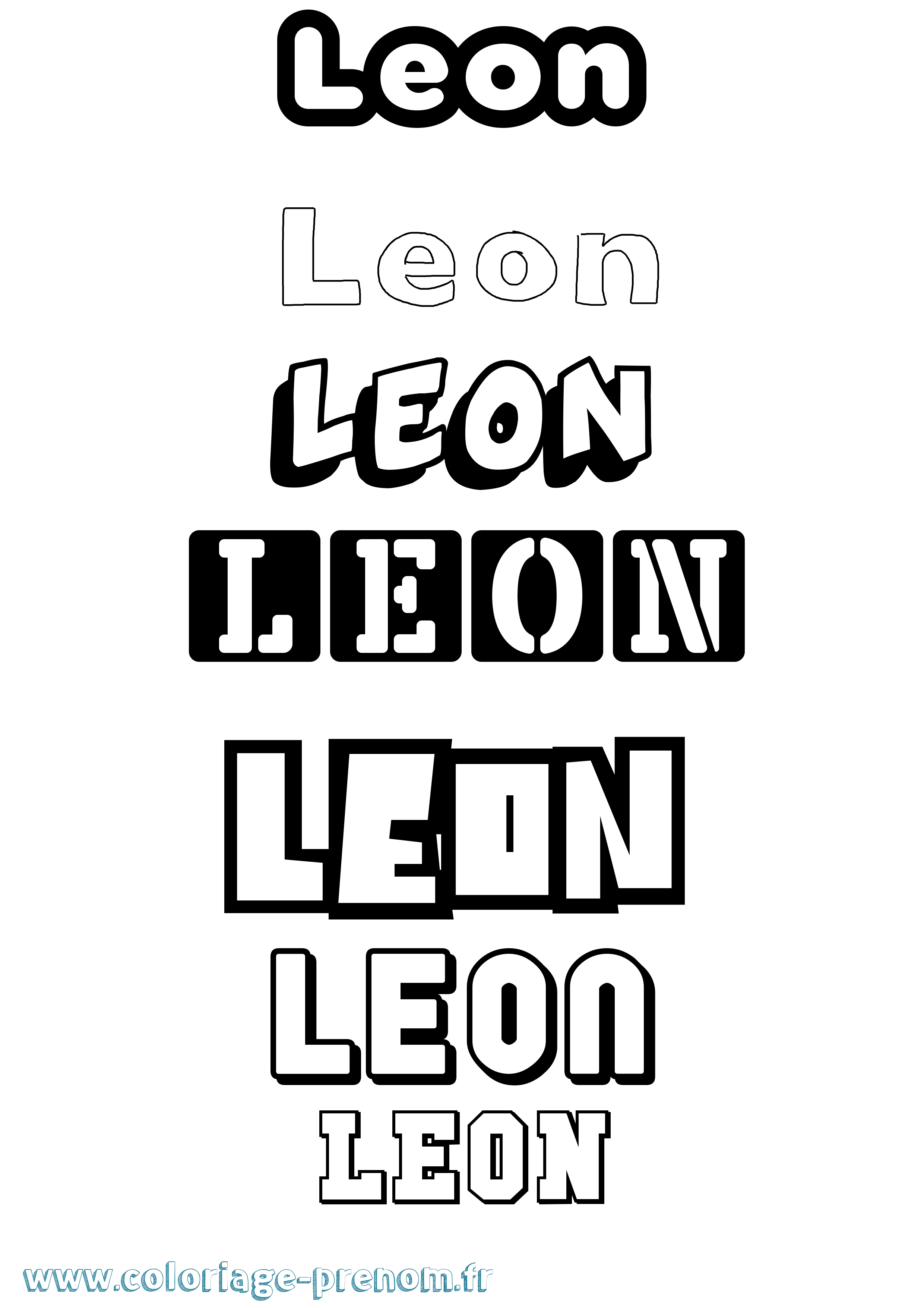 Coloriage Leon Simple Coloriage prénom Leon Simple