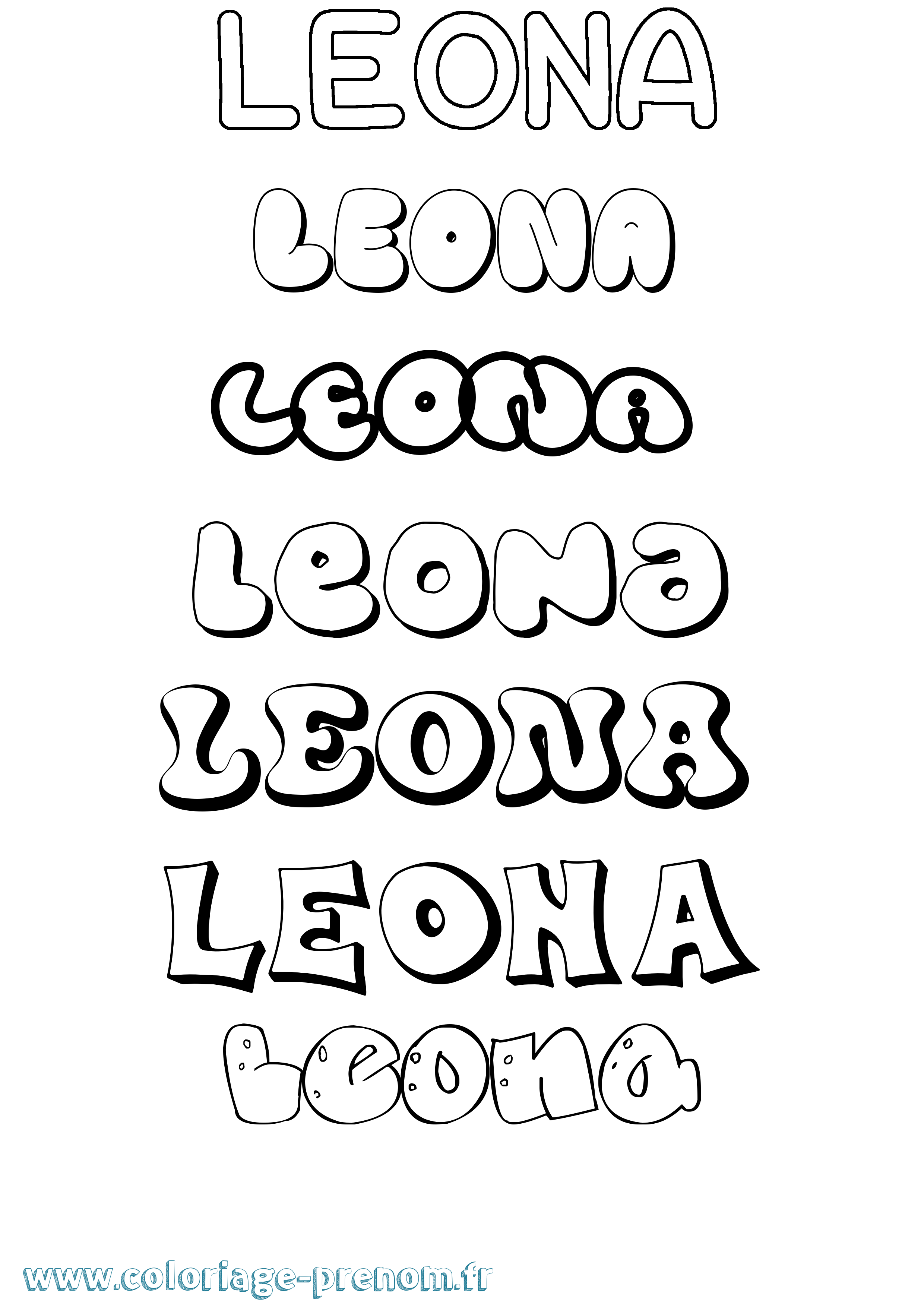 Coloriage Leona Bubble Coloriage prénom Leona Bubble