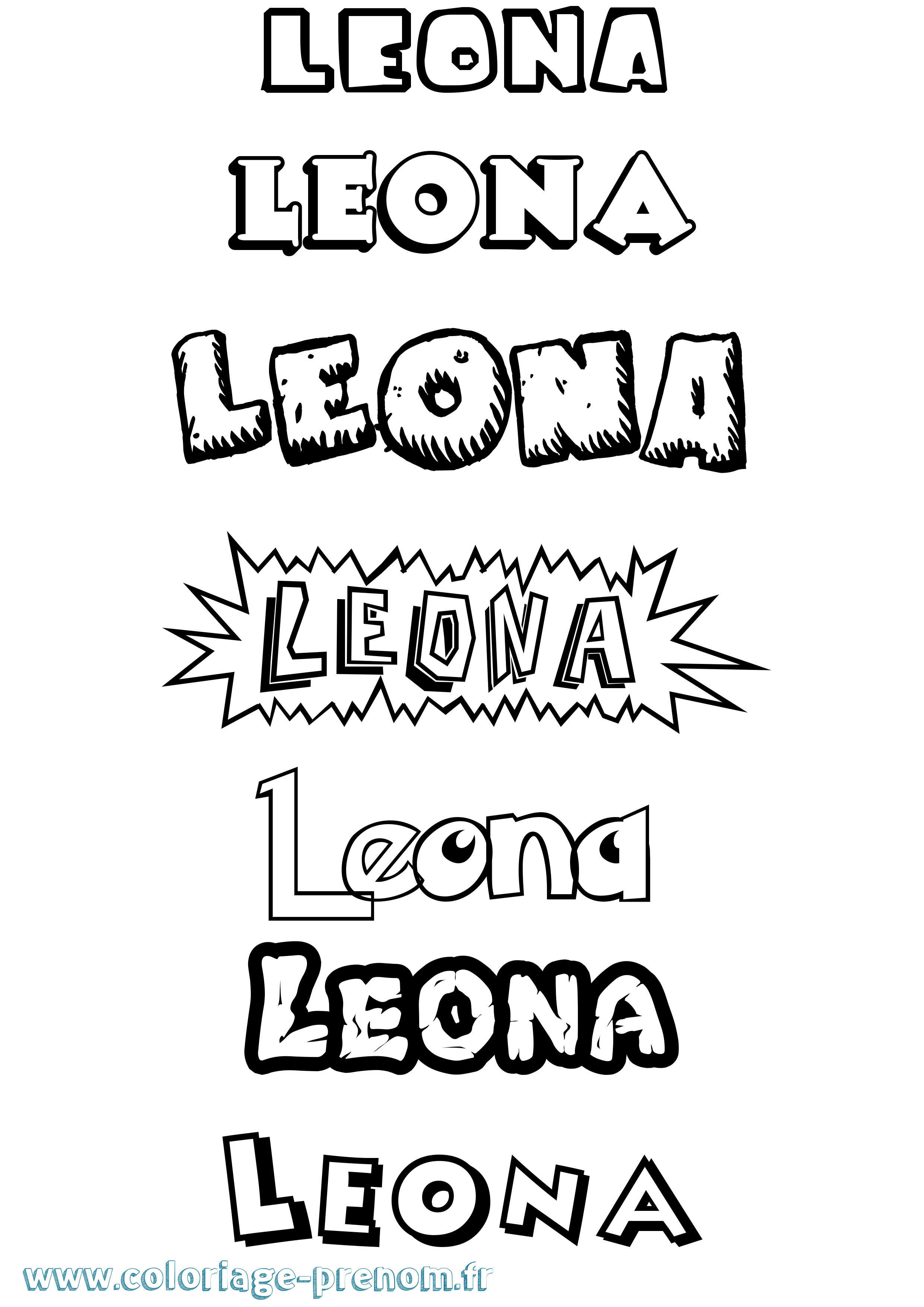 Coloriage Leona Dessin Animé Coloriage prénom Leona Dessin Animé