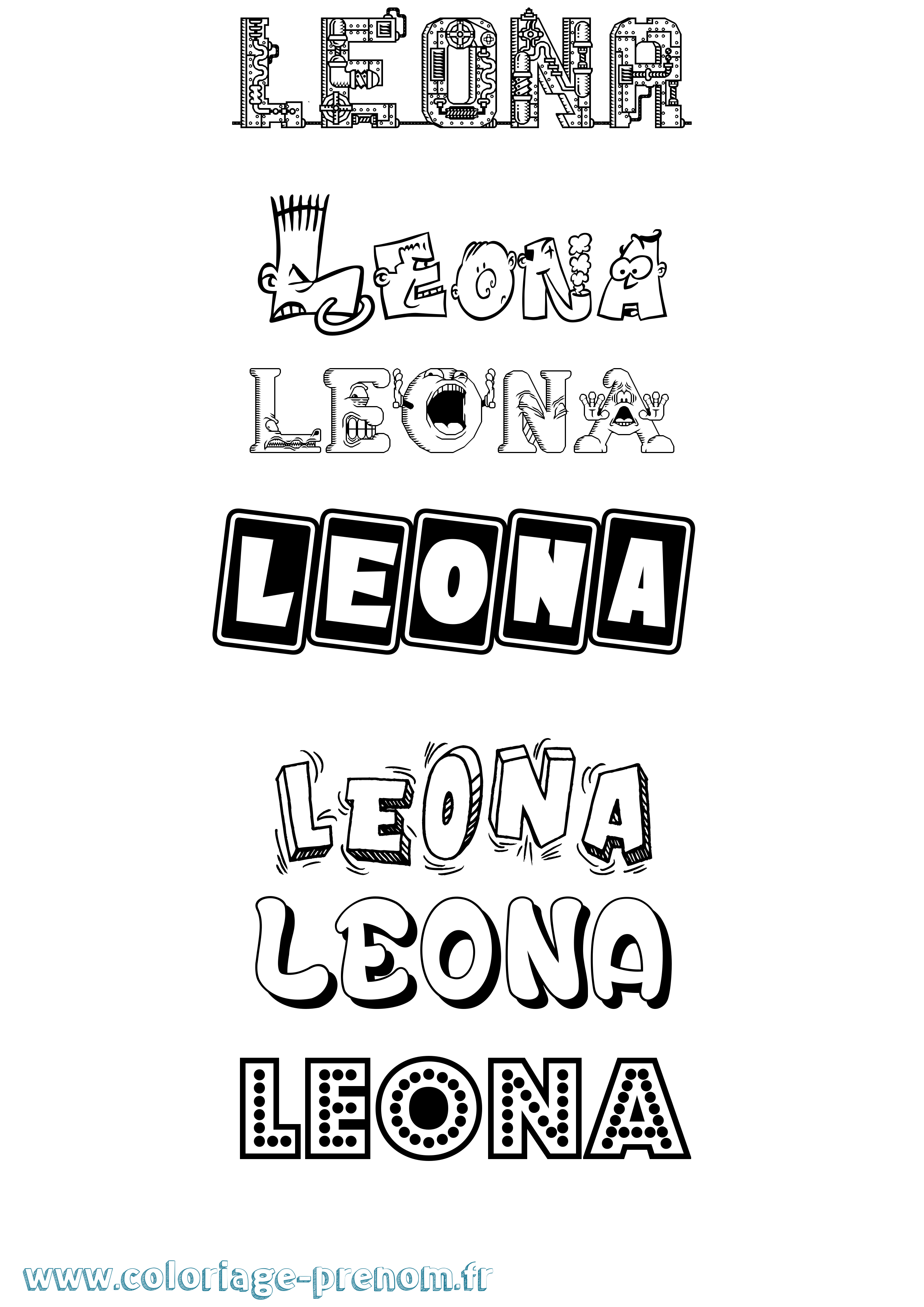 Coloriage Leona Fun Coloriage prénom Leona Fun