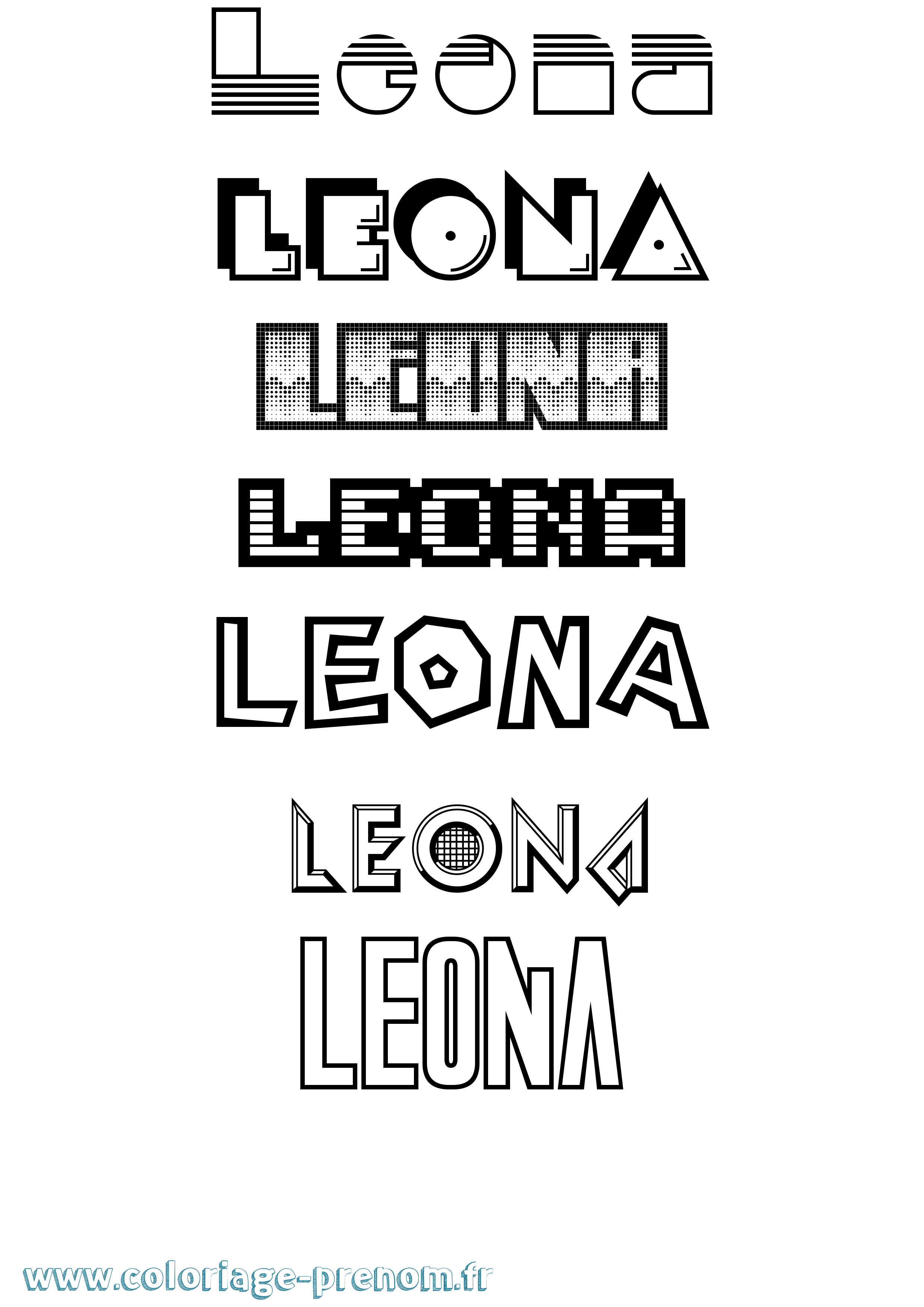 Coloriage Leona Jeux Vidéos Coloriage prénom Leona Jeux Vidéos