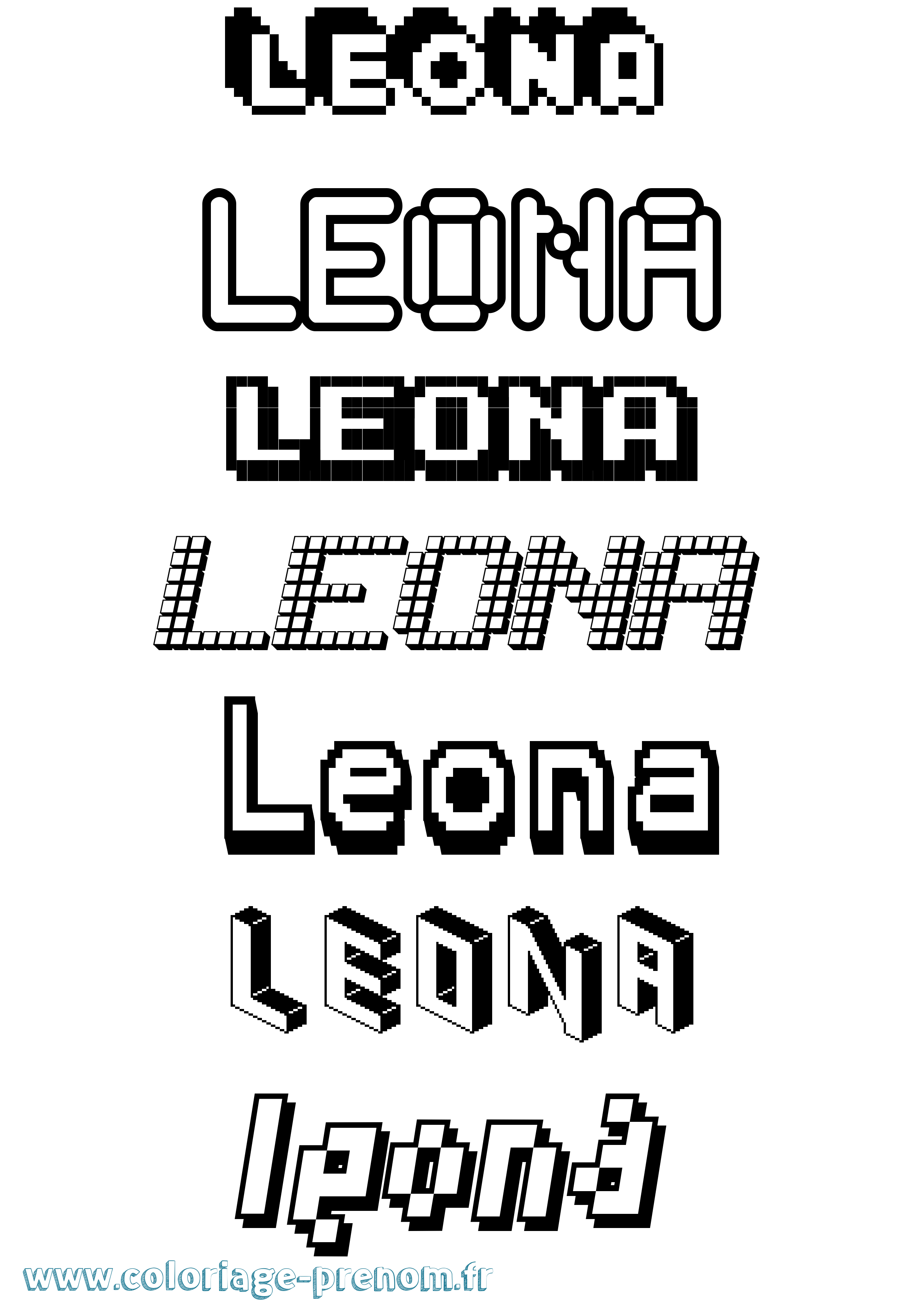 Coloriage Leona Pixel Coloriage prénom Leona Pixel