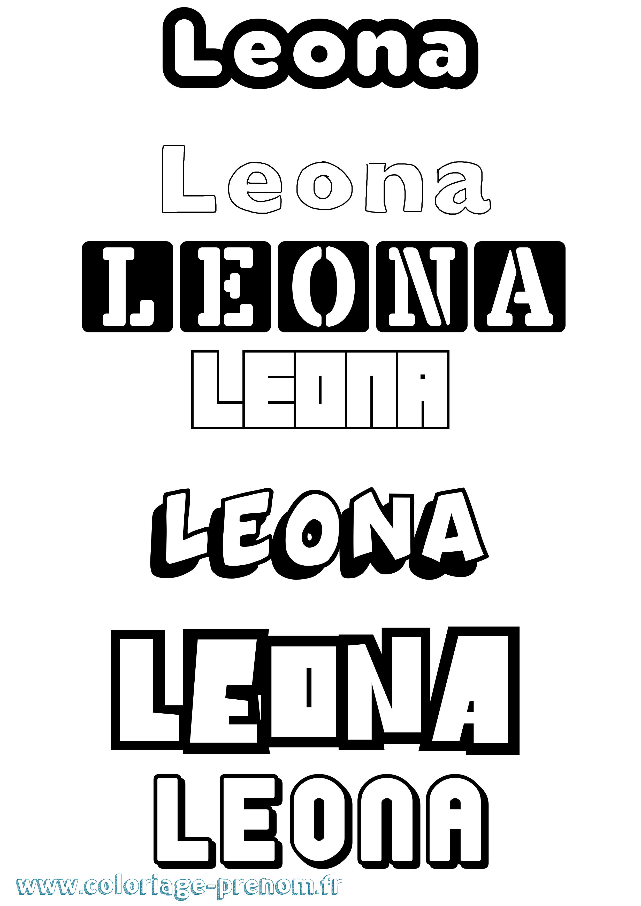 Coloriage Leona Simple Coloriage prénom Leona Simple