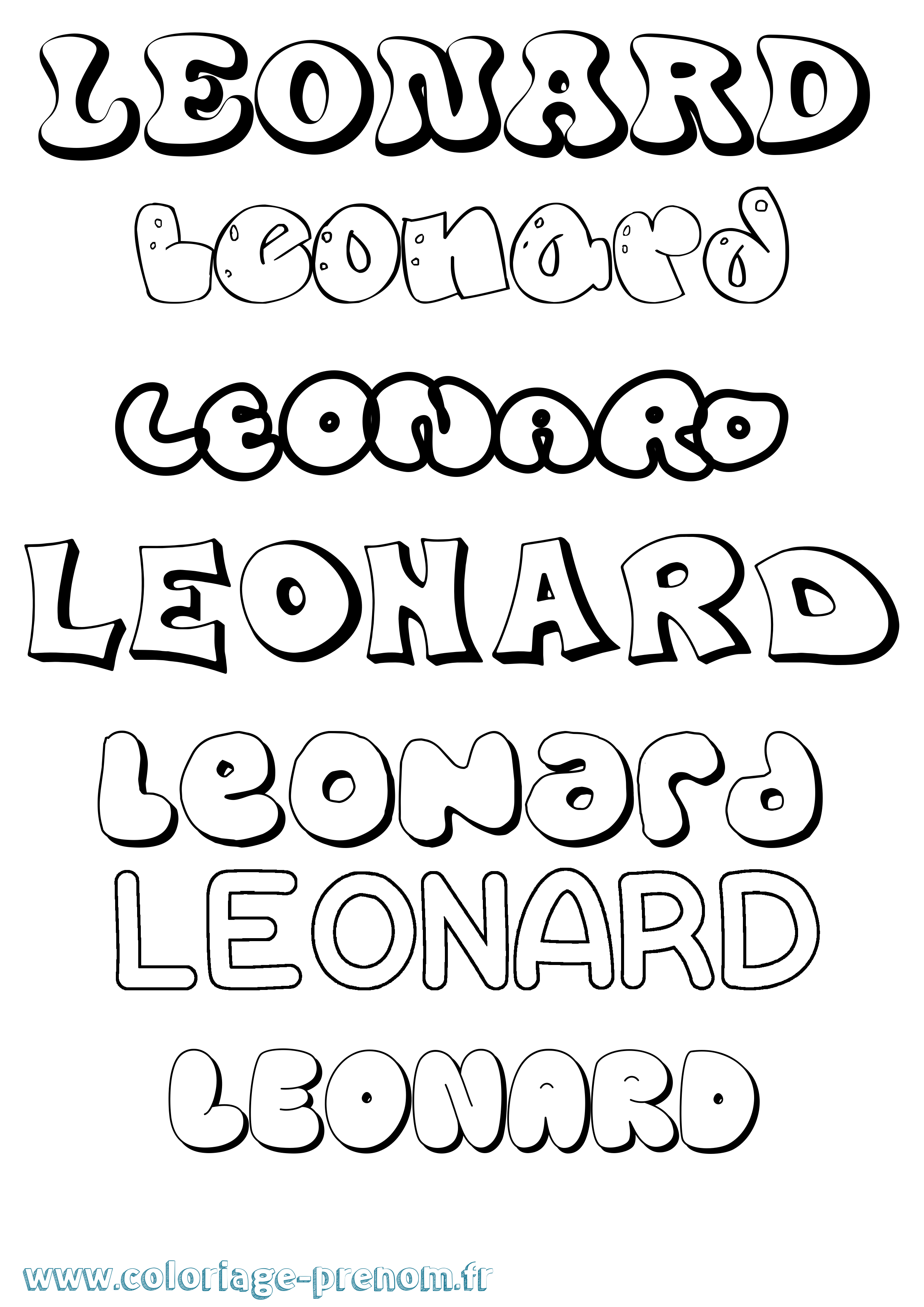 Coloriage prénom Leonard Bubble