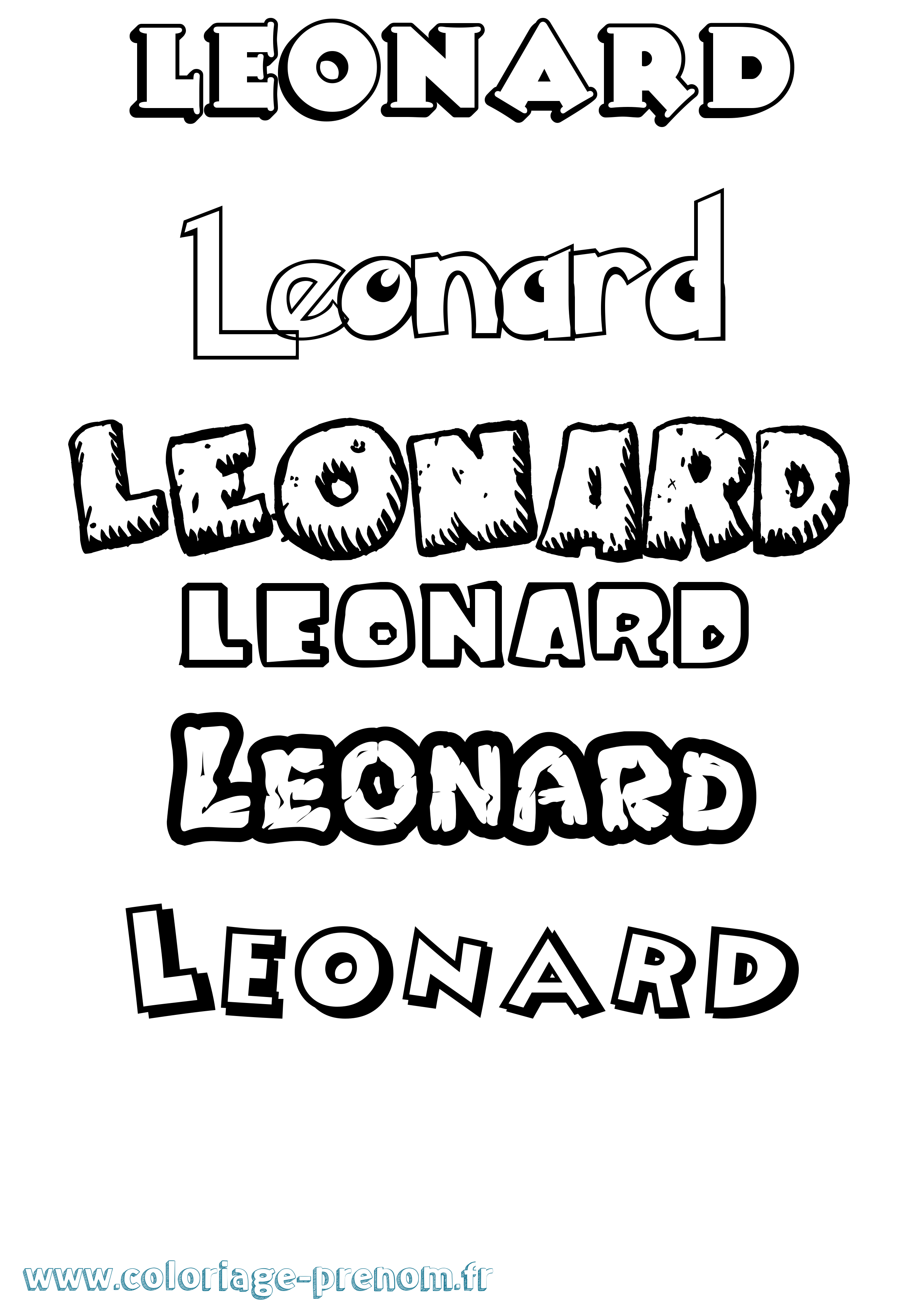 Coloriage prénom Leonard Dessin Animé