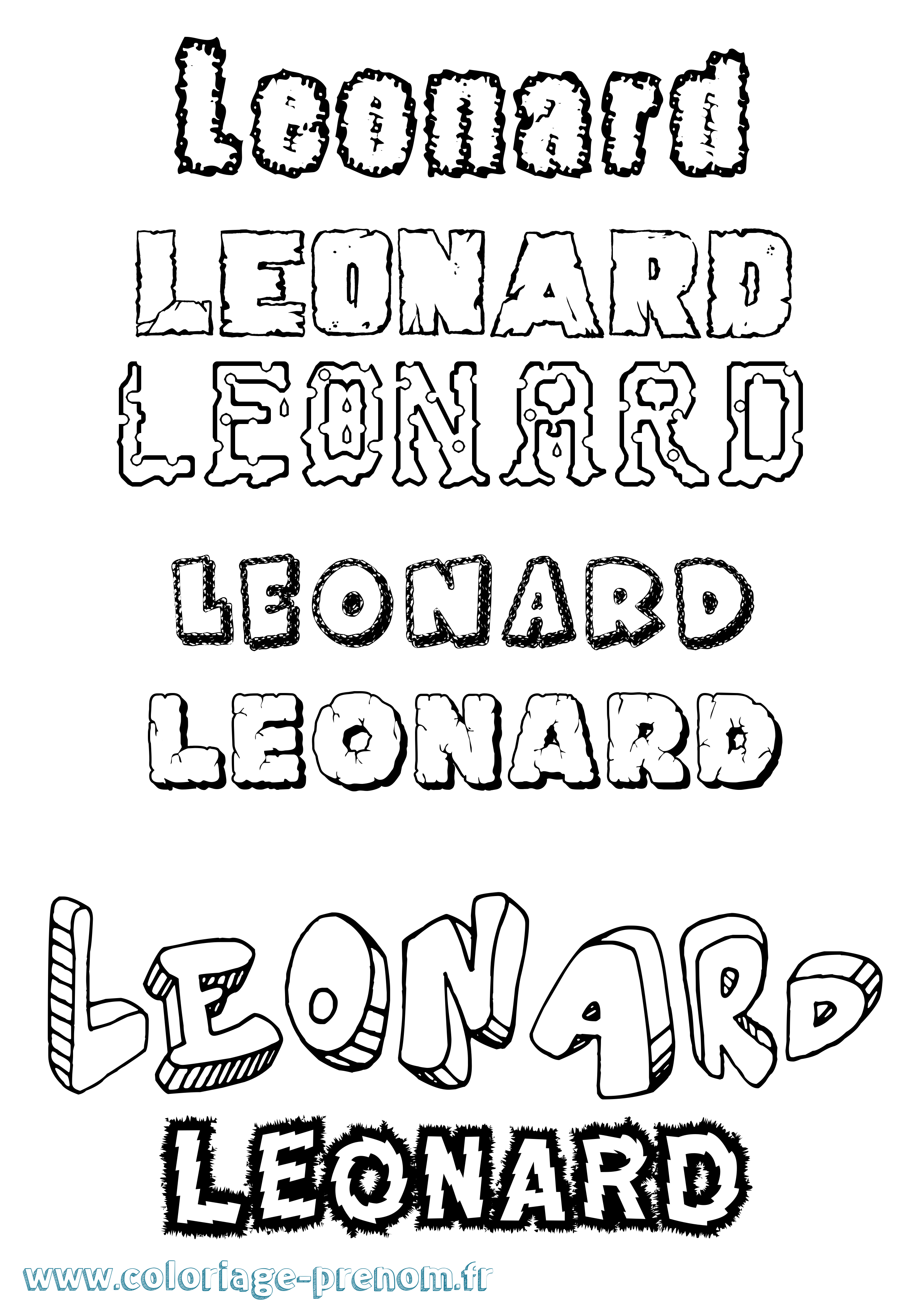 Coloriage prénom Leonard Destructuré