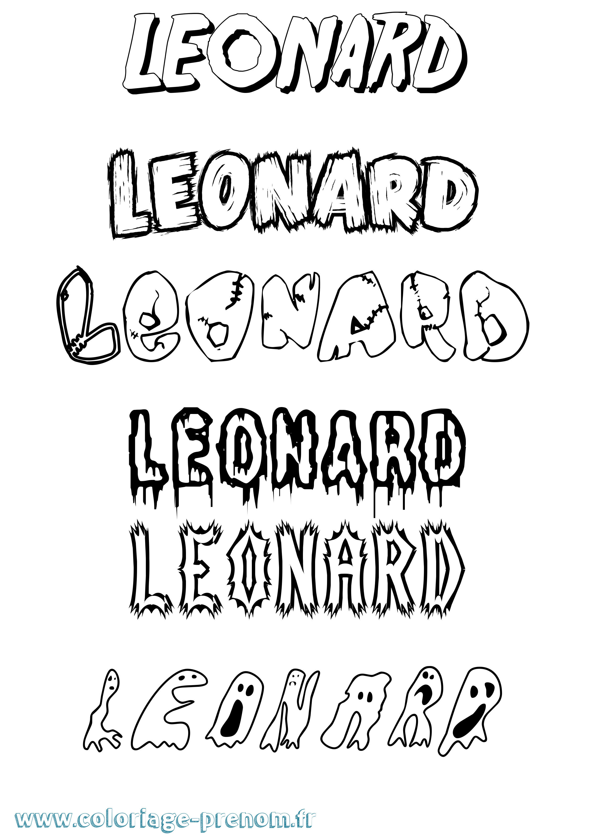 Coloriage prénom Leonard Frisson