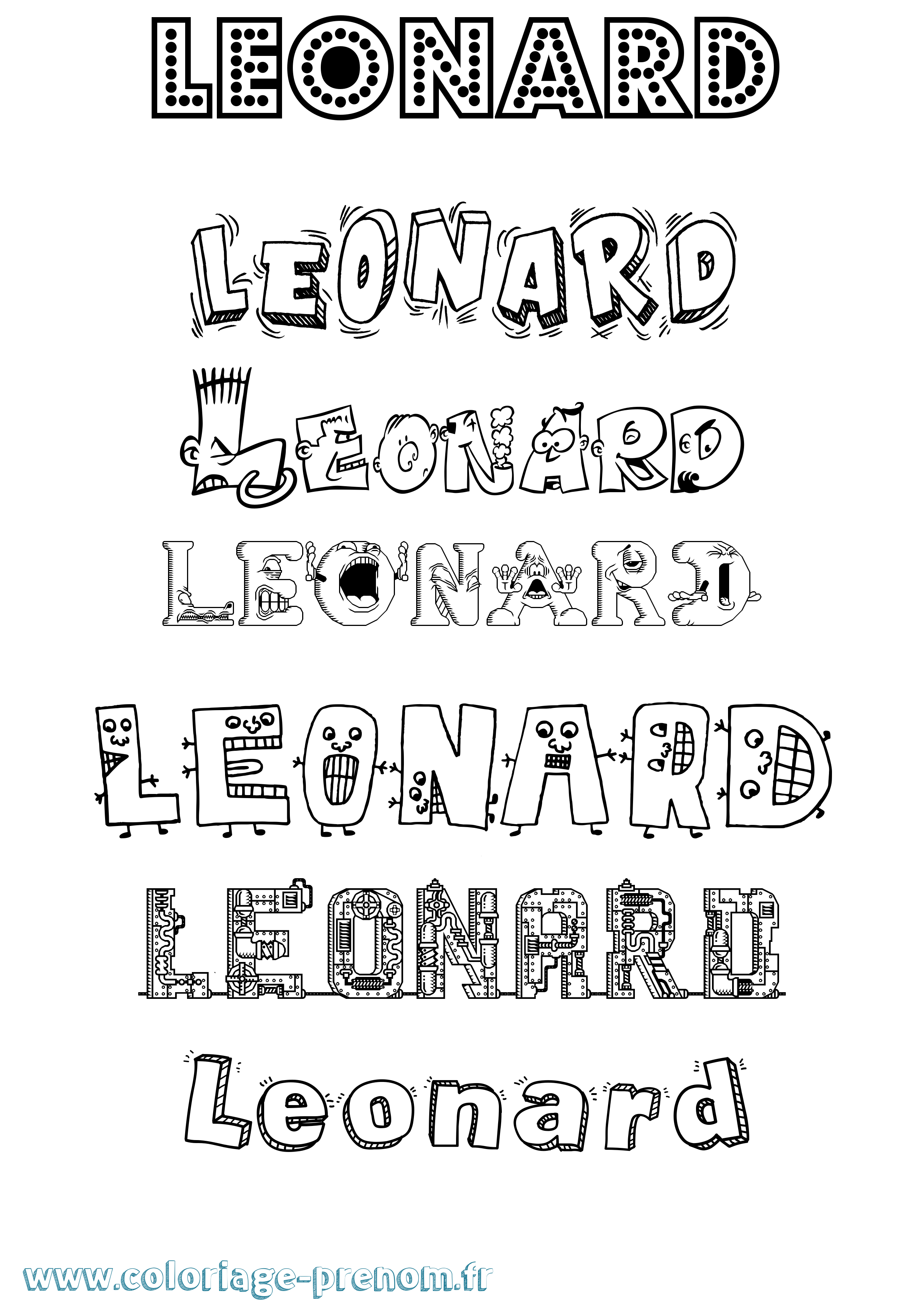 Coloriage Leonard Coloriage prénom Leonard