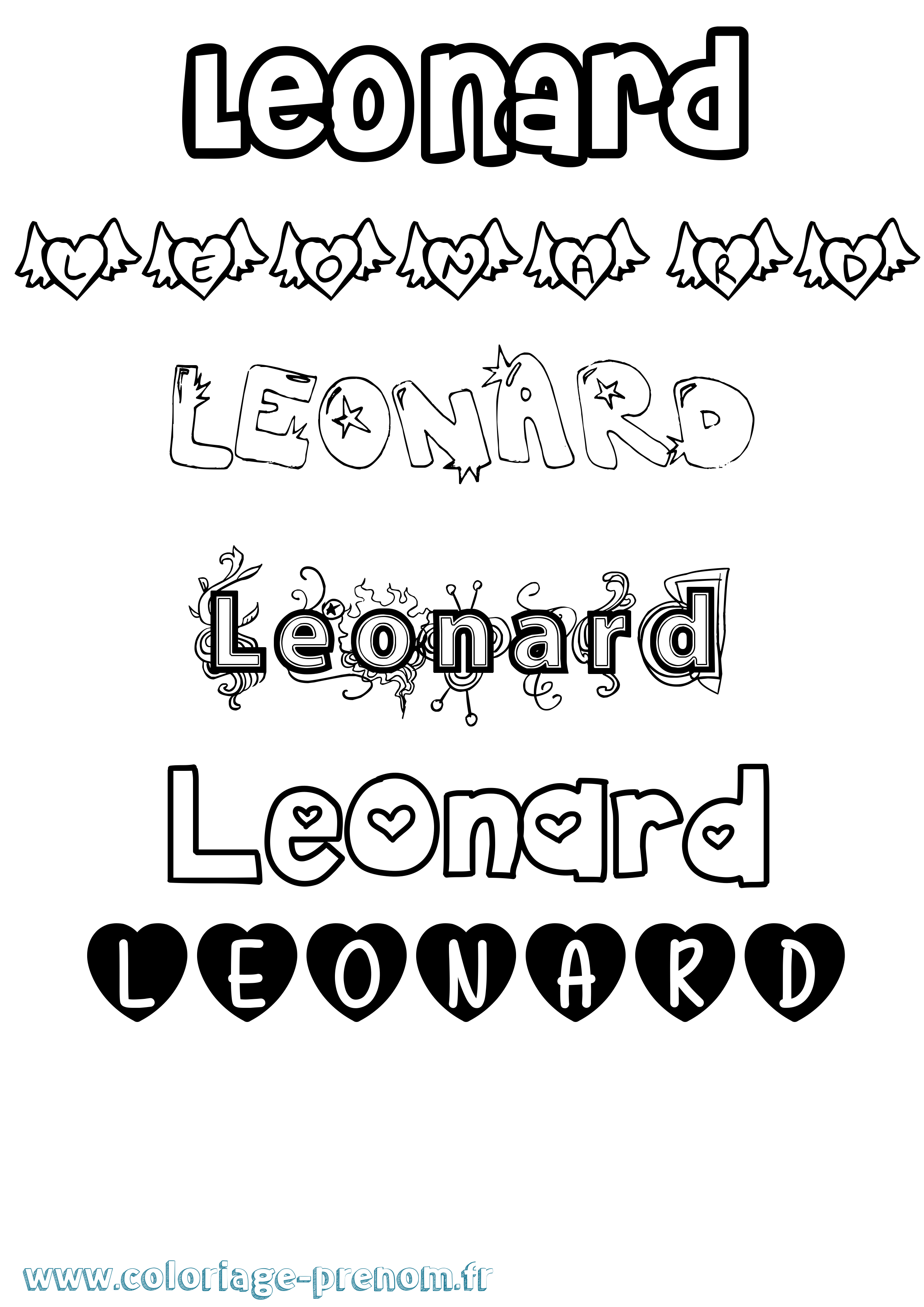 Coloriage Leonard Coloriage prénom Leonard