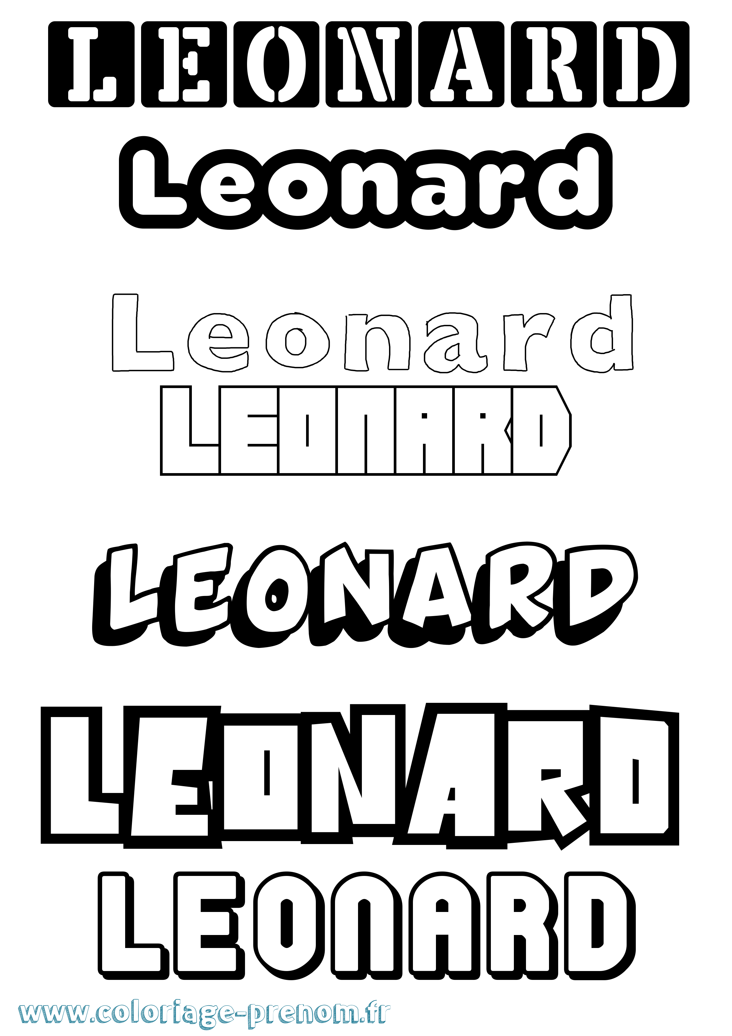 Coloriage prénom Leonard Simple