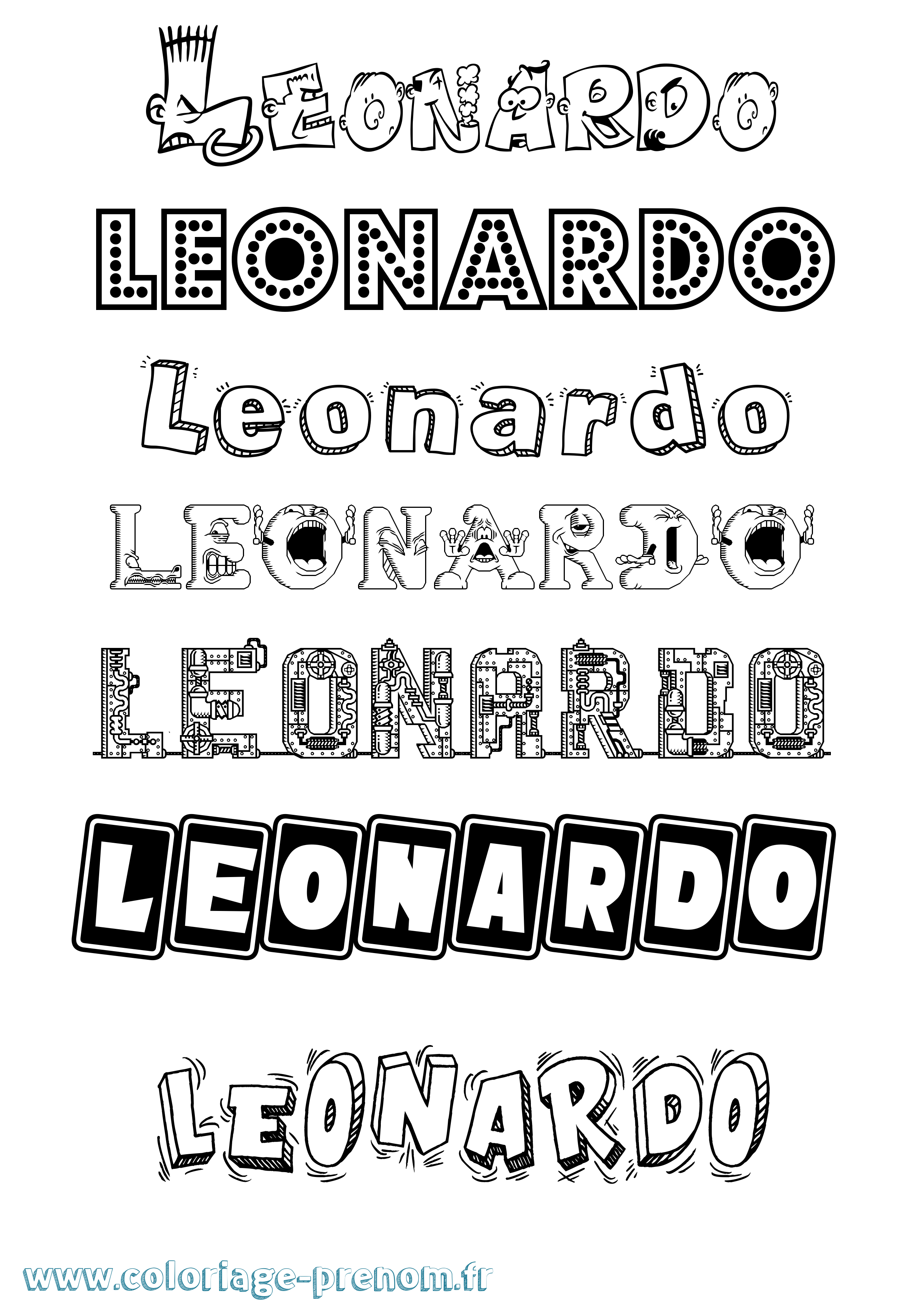 Coloriage prénom Leonardo