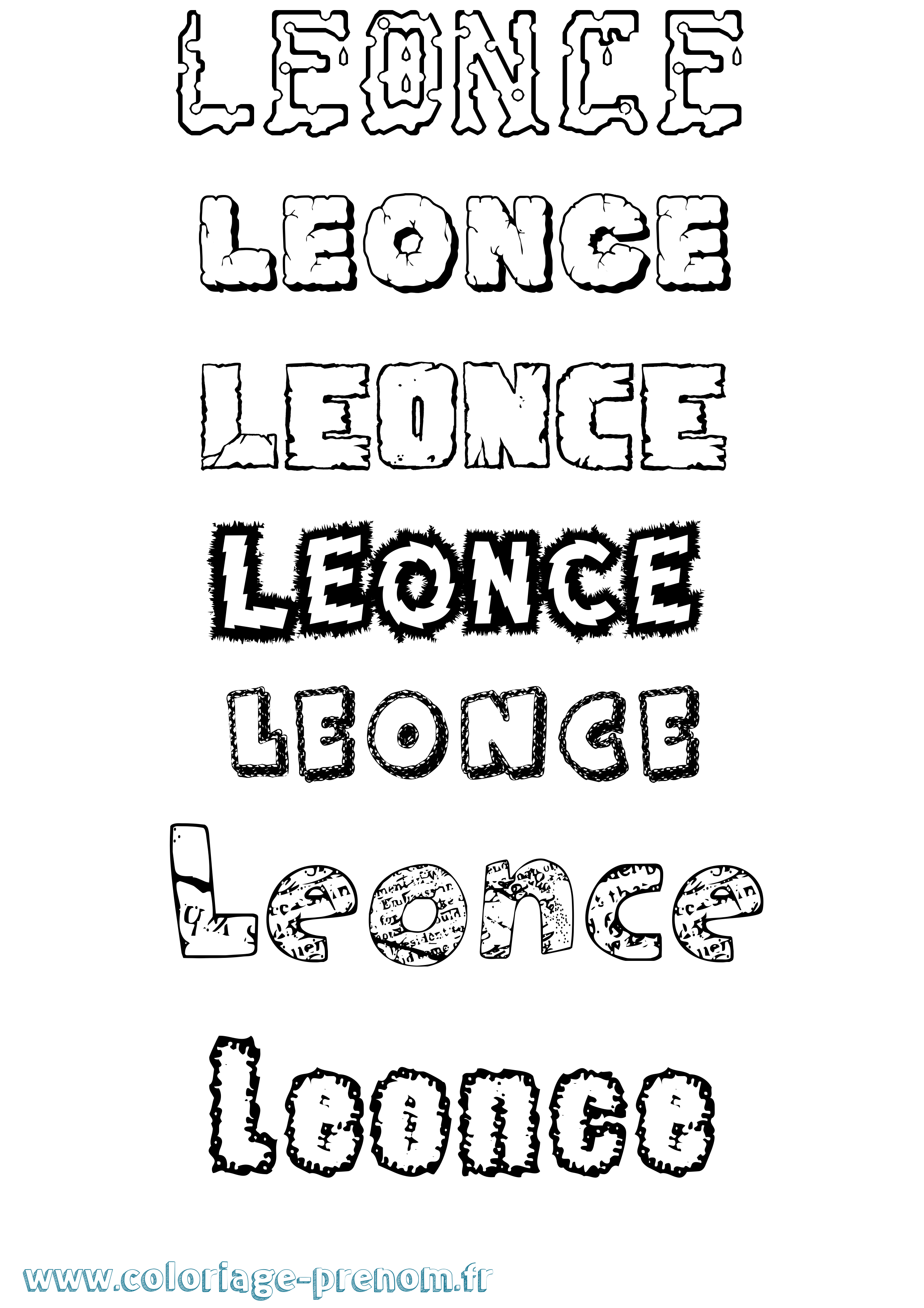 Coloriage prénom Léonce Destructuré