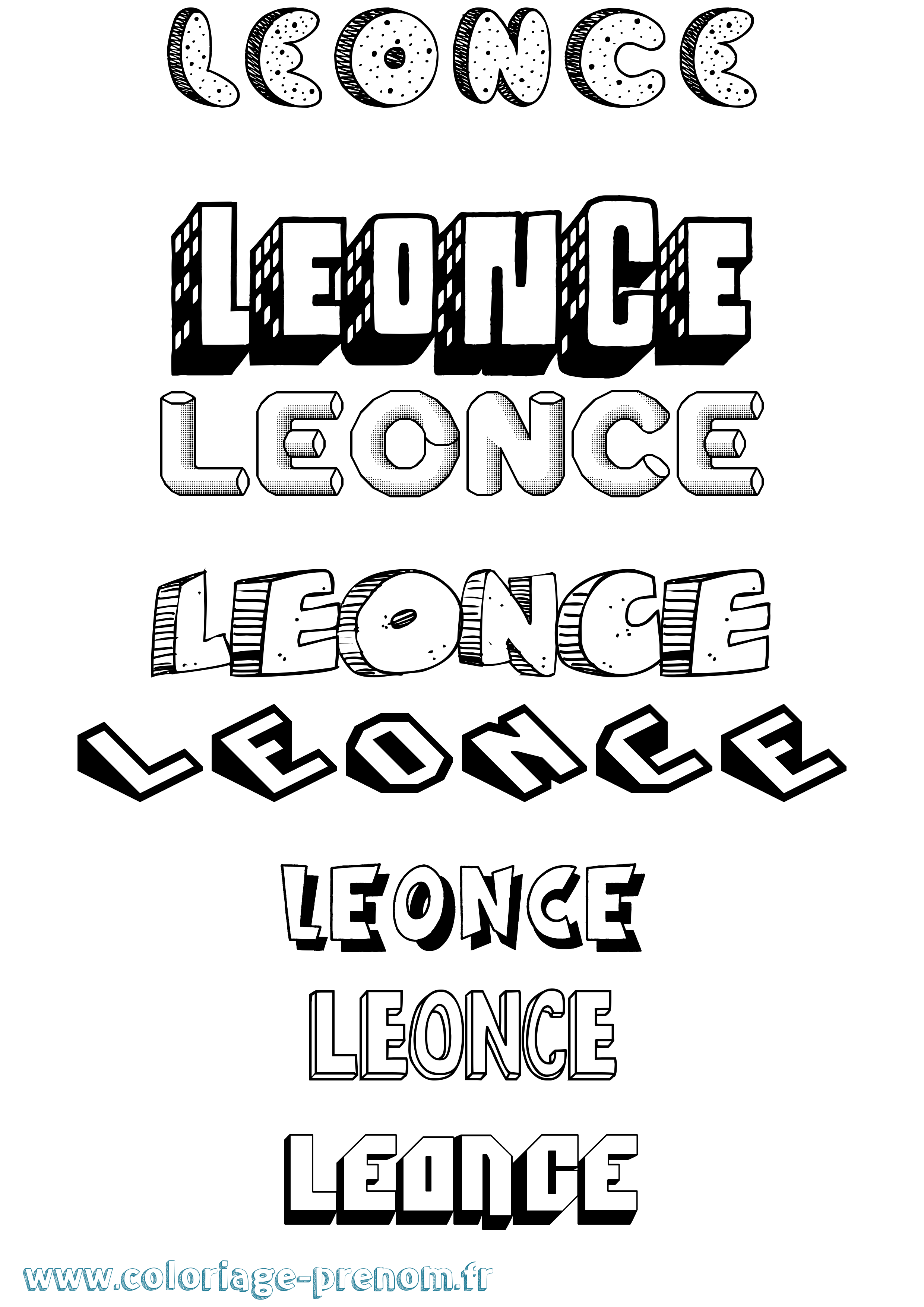 Coloriage Léonce Effet 3D Coloriage prénom Léonce Effet 3D