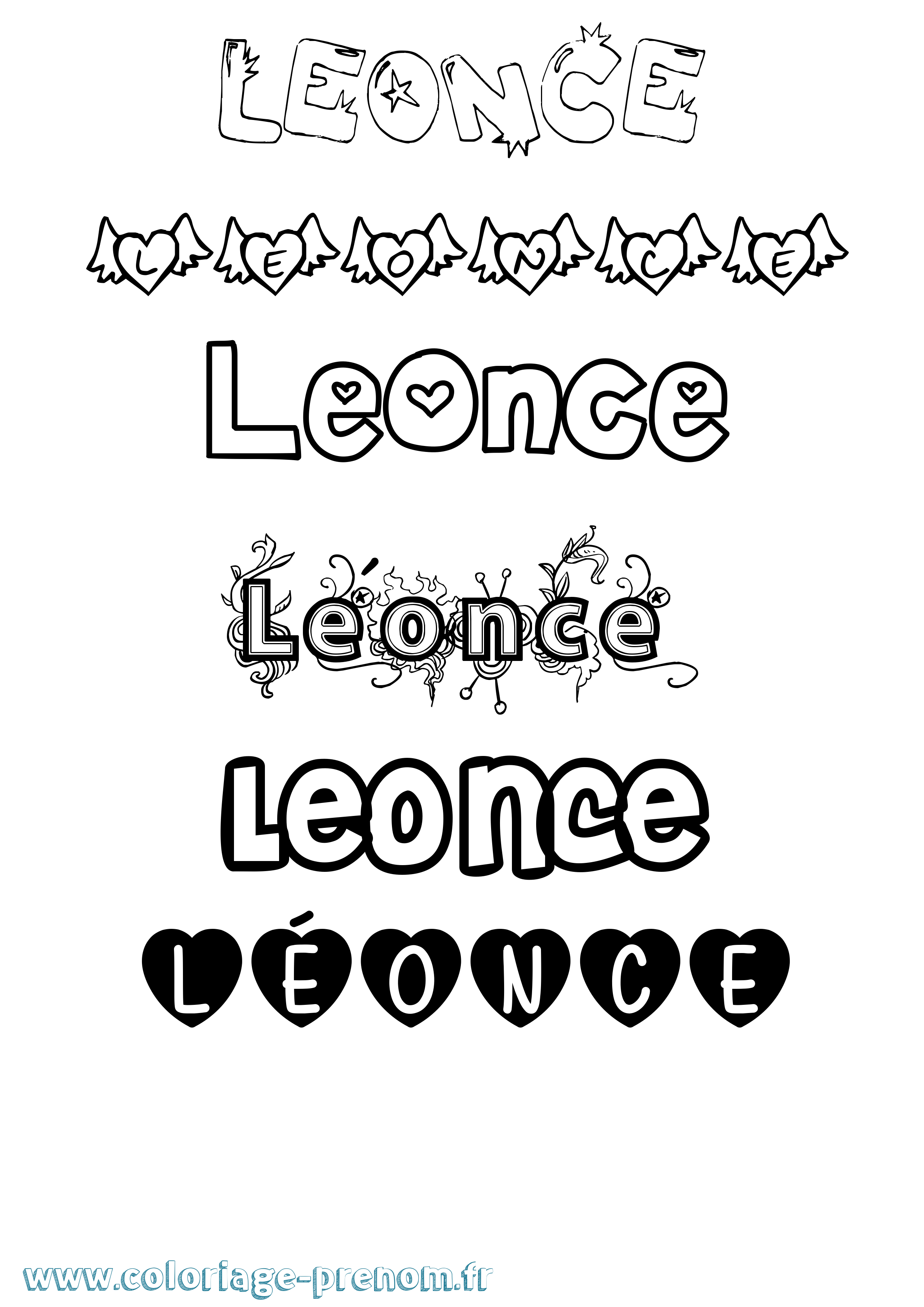 Coloriage Léonce Girly Coloriage prénom Léonce Girly