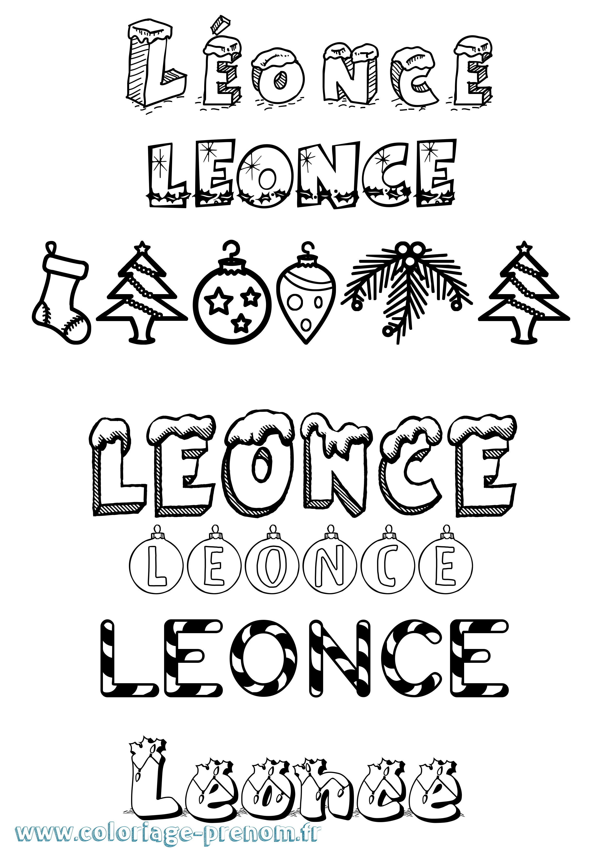 Coloriage Léonce Noël Coloriage prénom Léonce Noël