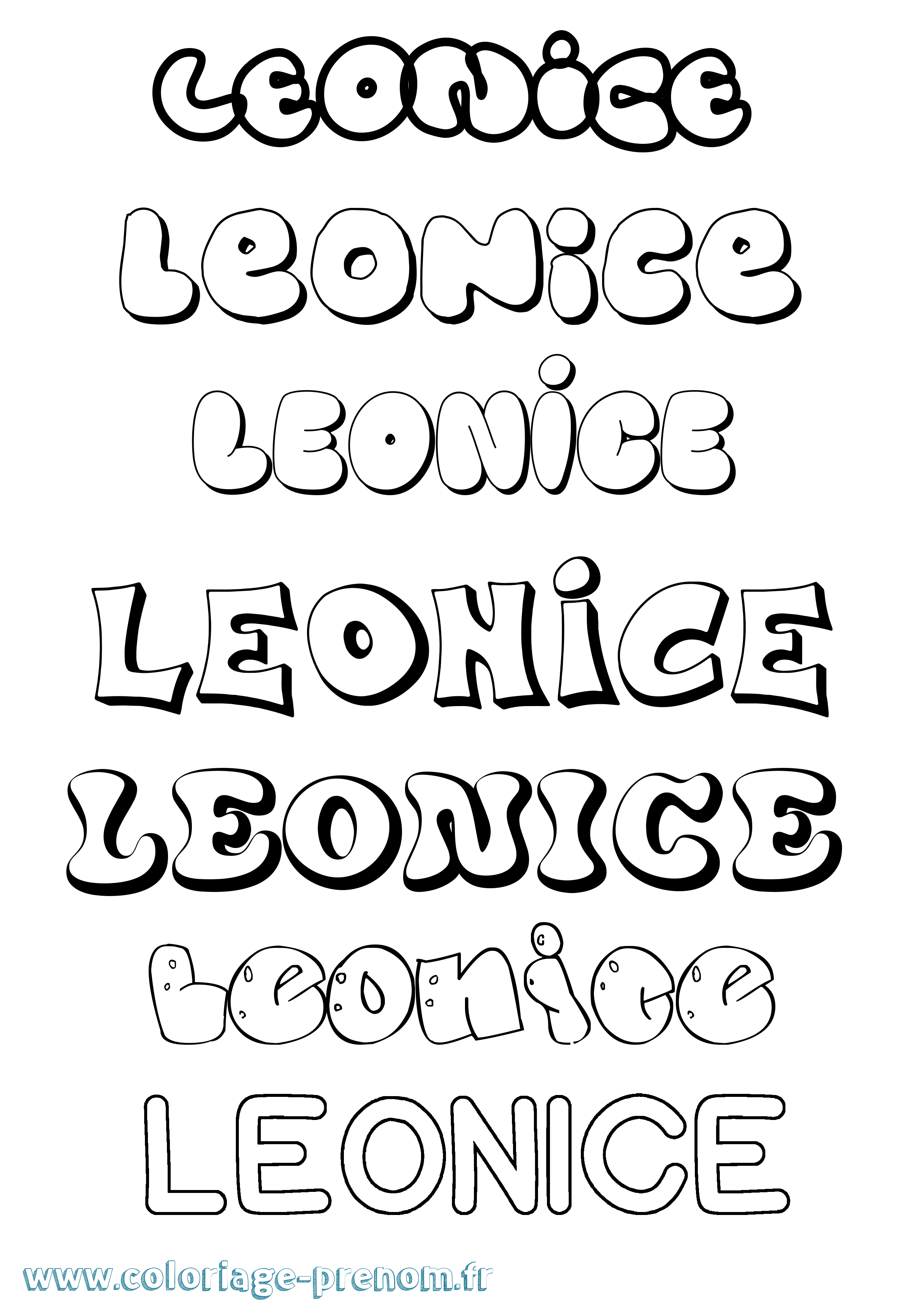 Coloriage prénom Leonice Bubble