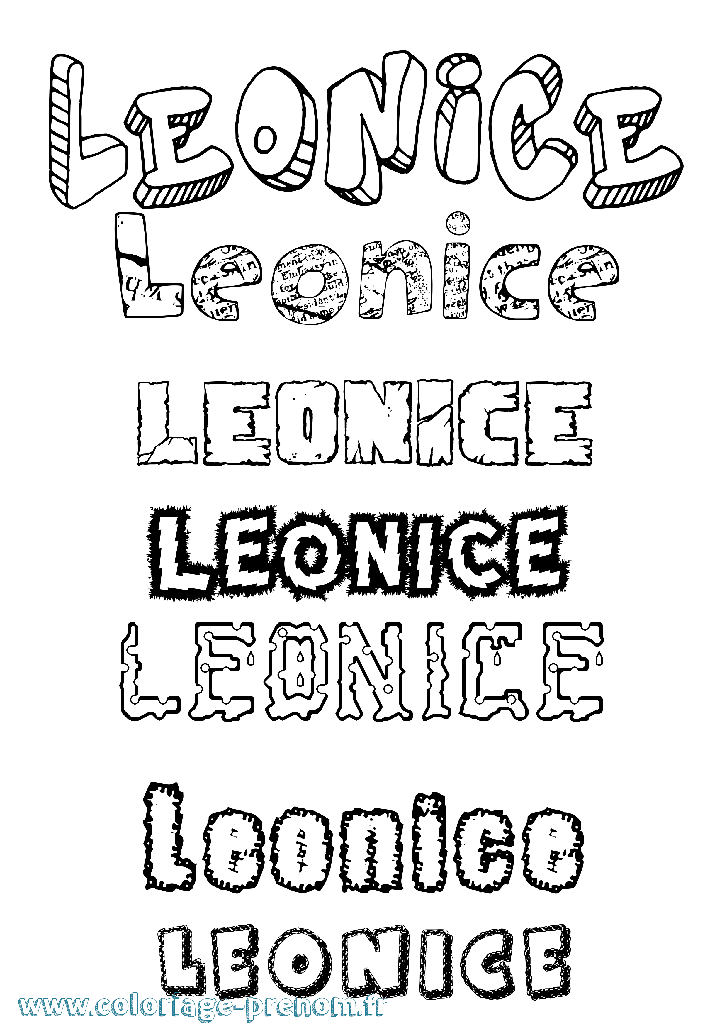 Coloriage prénom Leonice Destructuré
