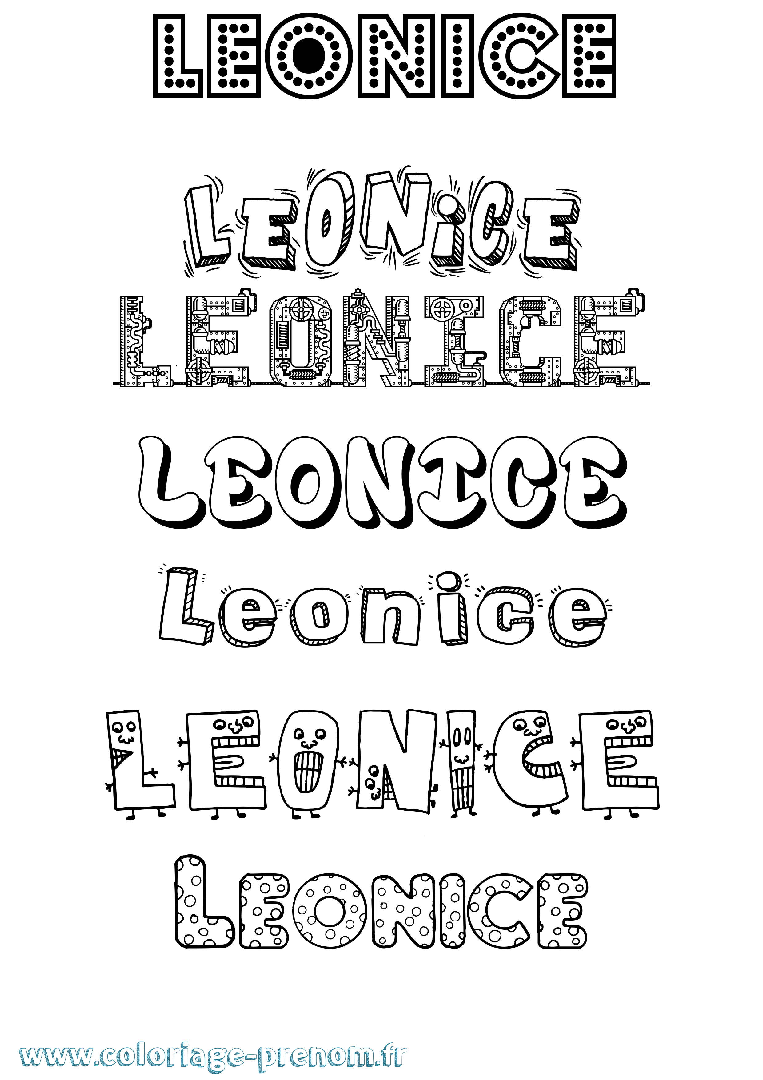 Coloriage prénom Leonice Fun