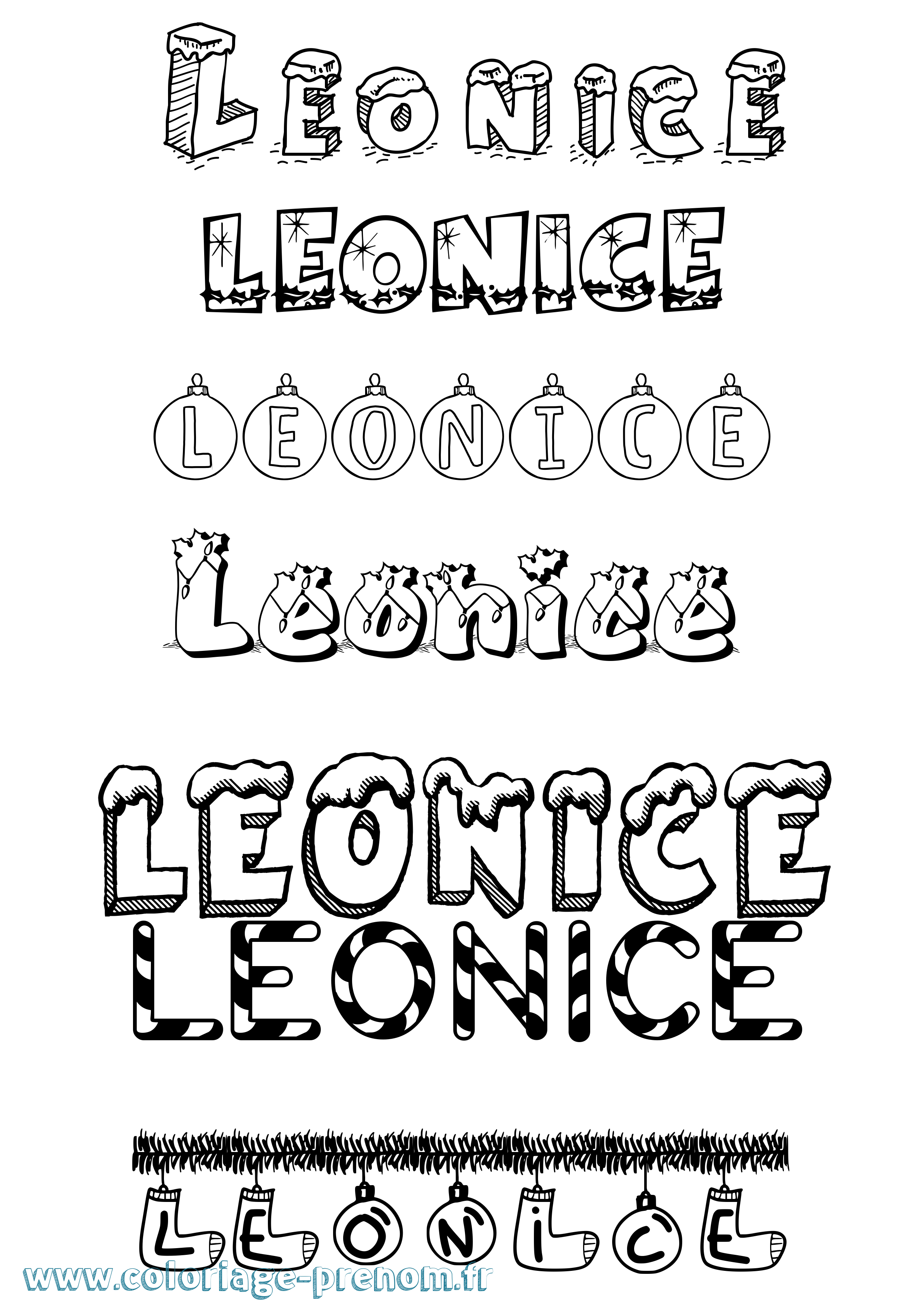 Coloriage prénom Leonice Noël