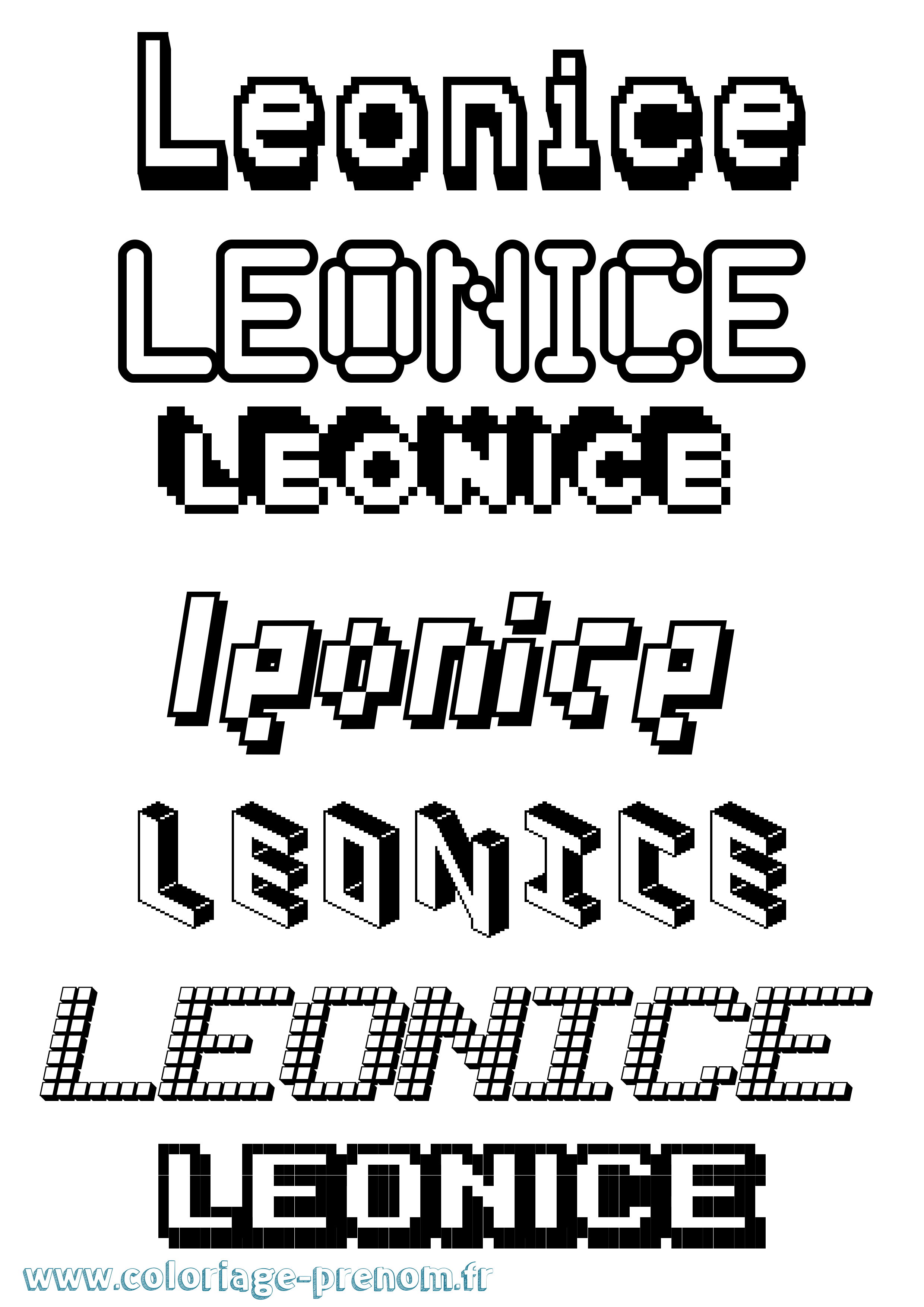 Coloriage prénom Leonice Pixel