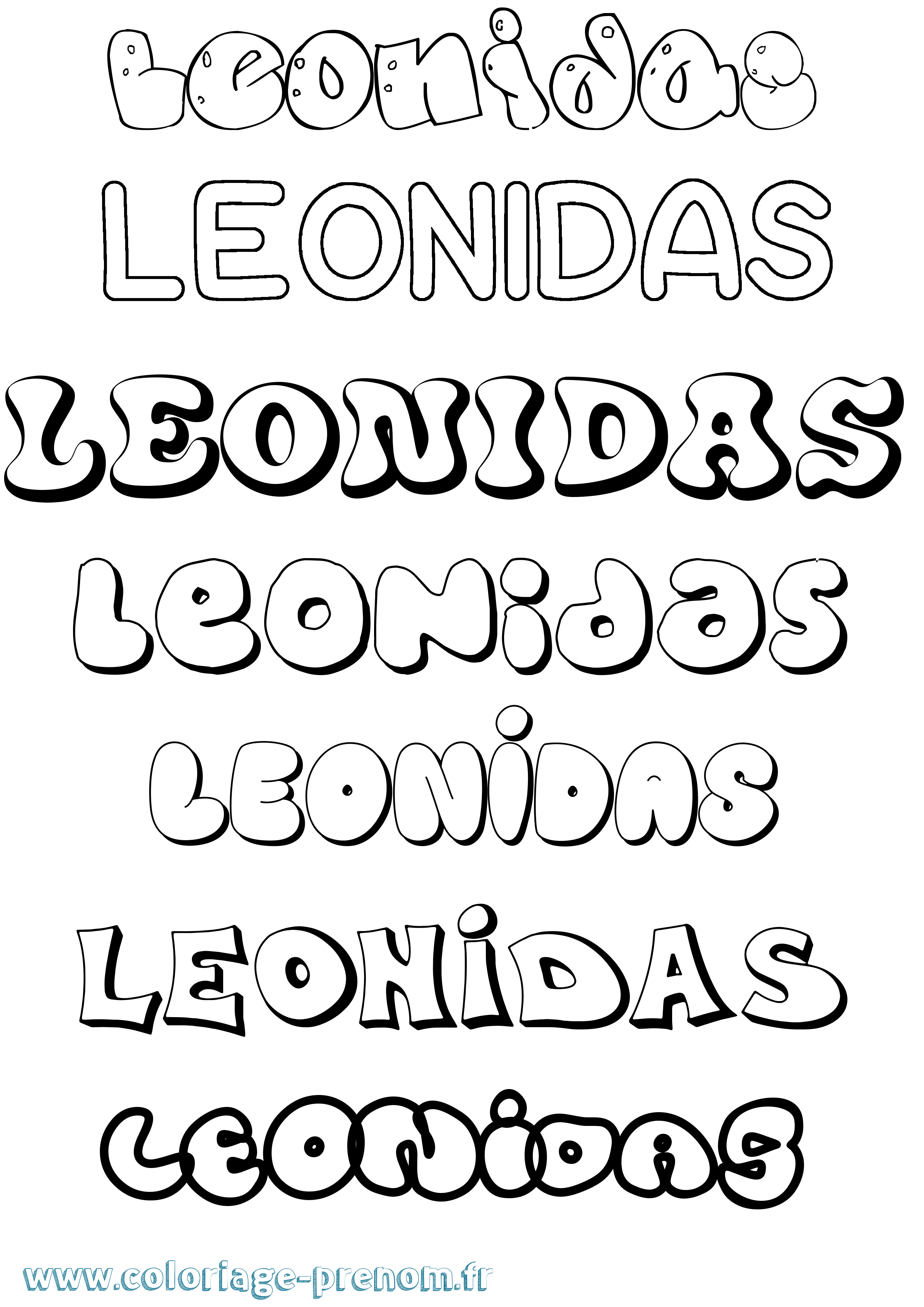 Coloriage Leonidas Bubble Coloriage prénom Leonidas Bubble