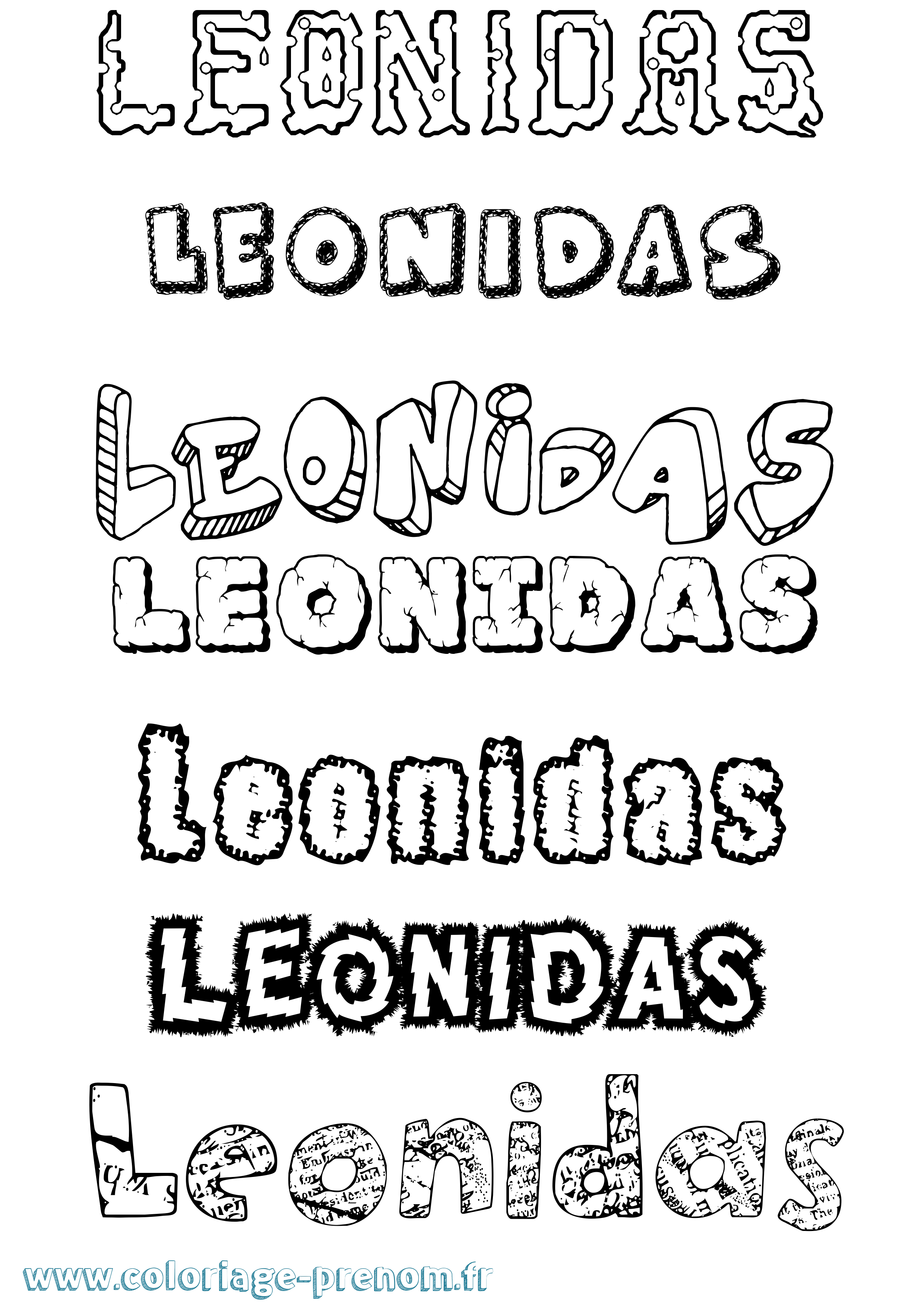 Coloriage Leonidas Destructuré Coloriage prénom Leonidas Destructuré