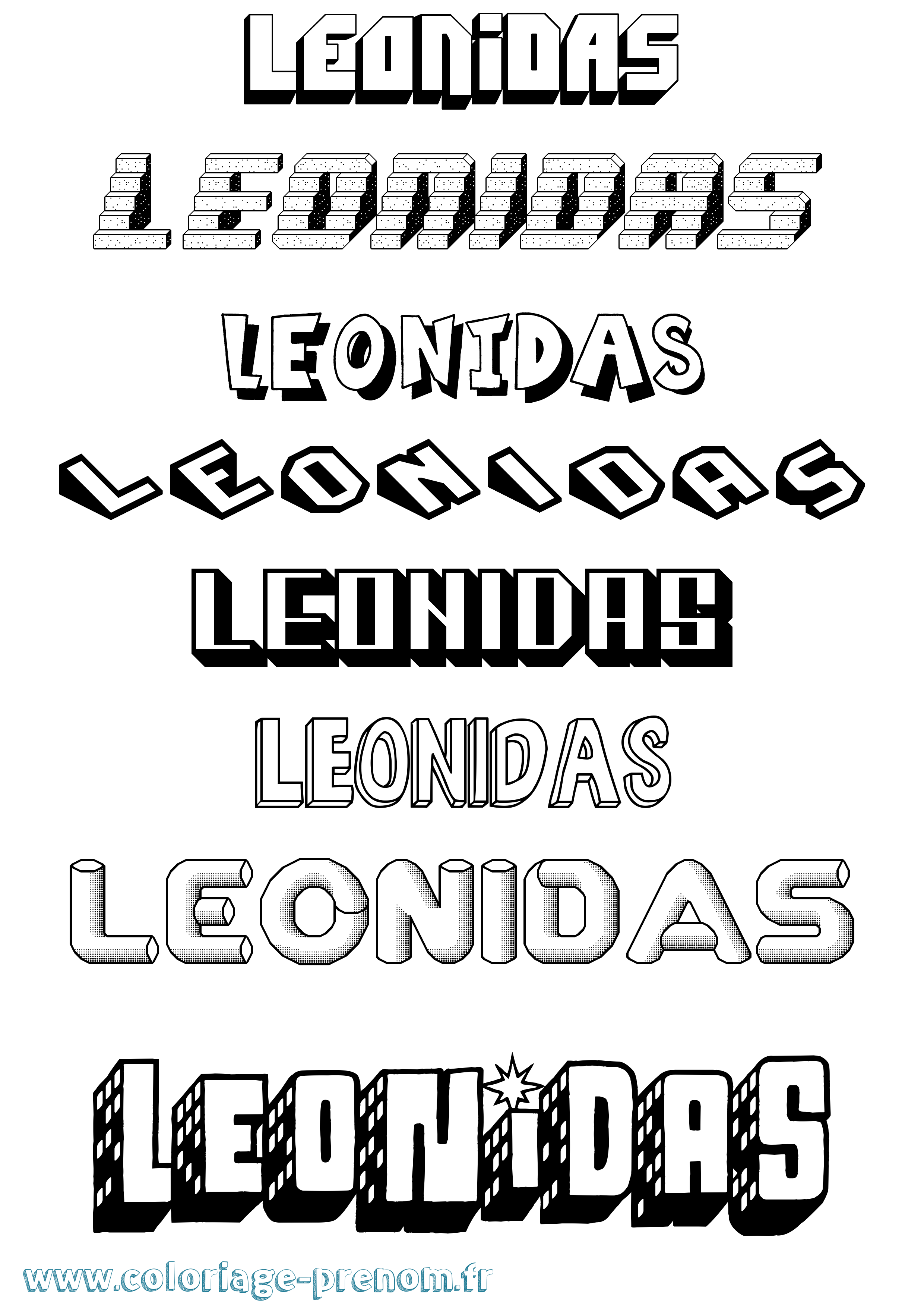 Coloriage Leonidas Effet 3D Coloriage prénom Leonidas Effet 3D