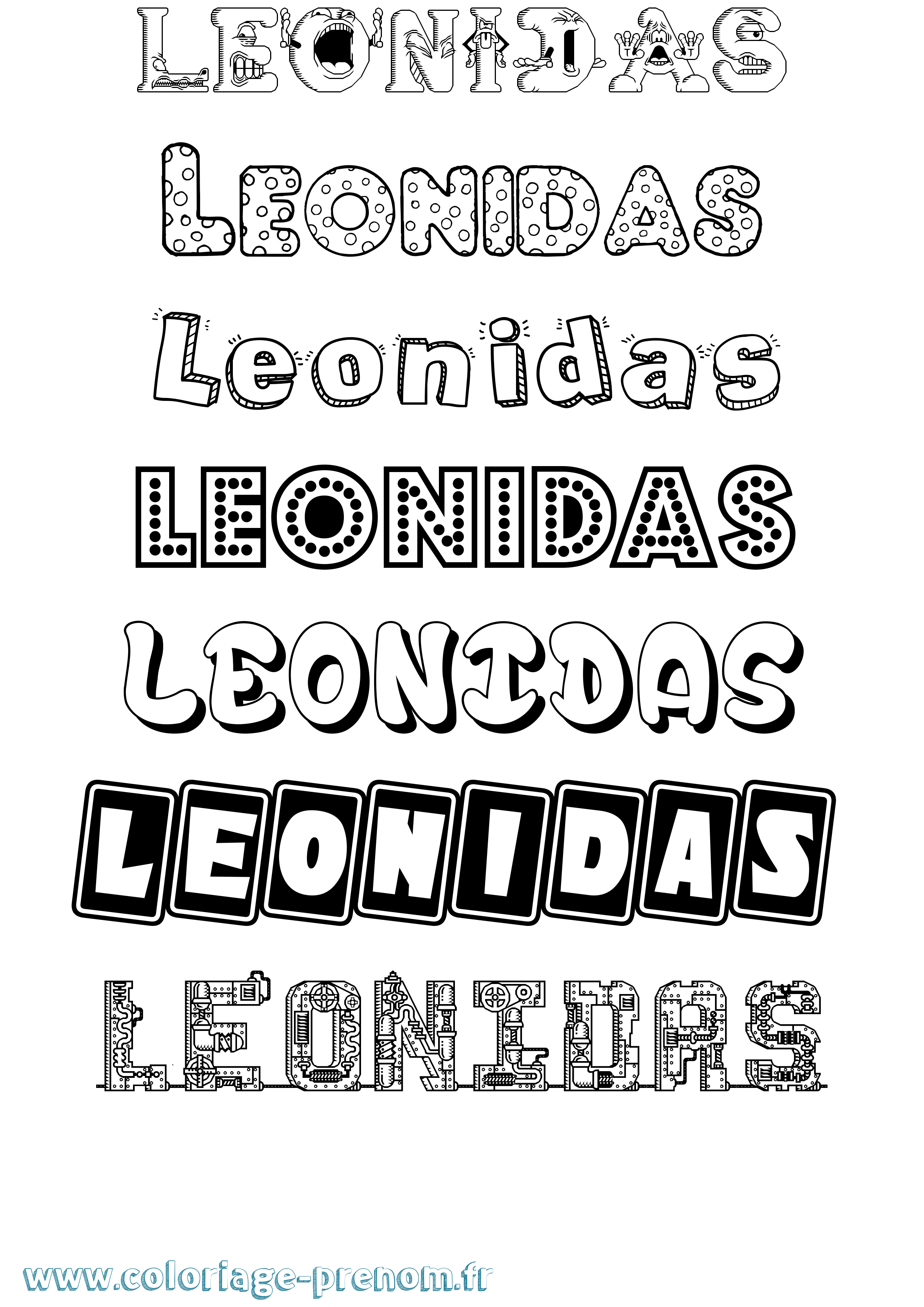 Coloriage Leonidas Fun Coloriage prénom Leonidas Fun