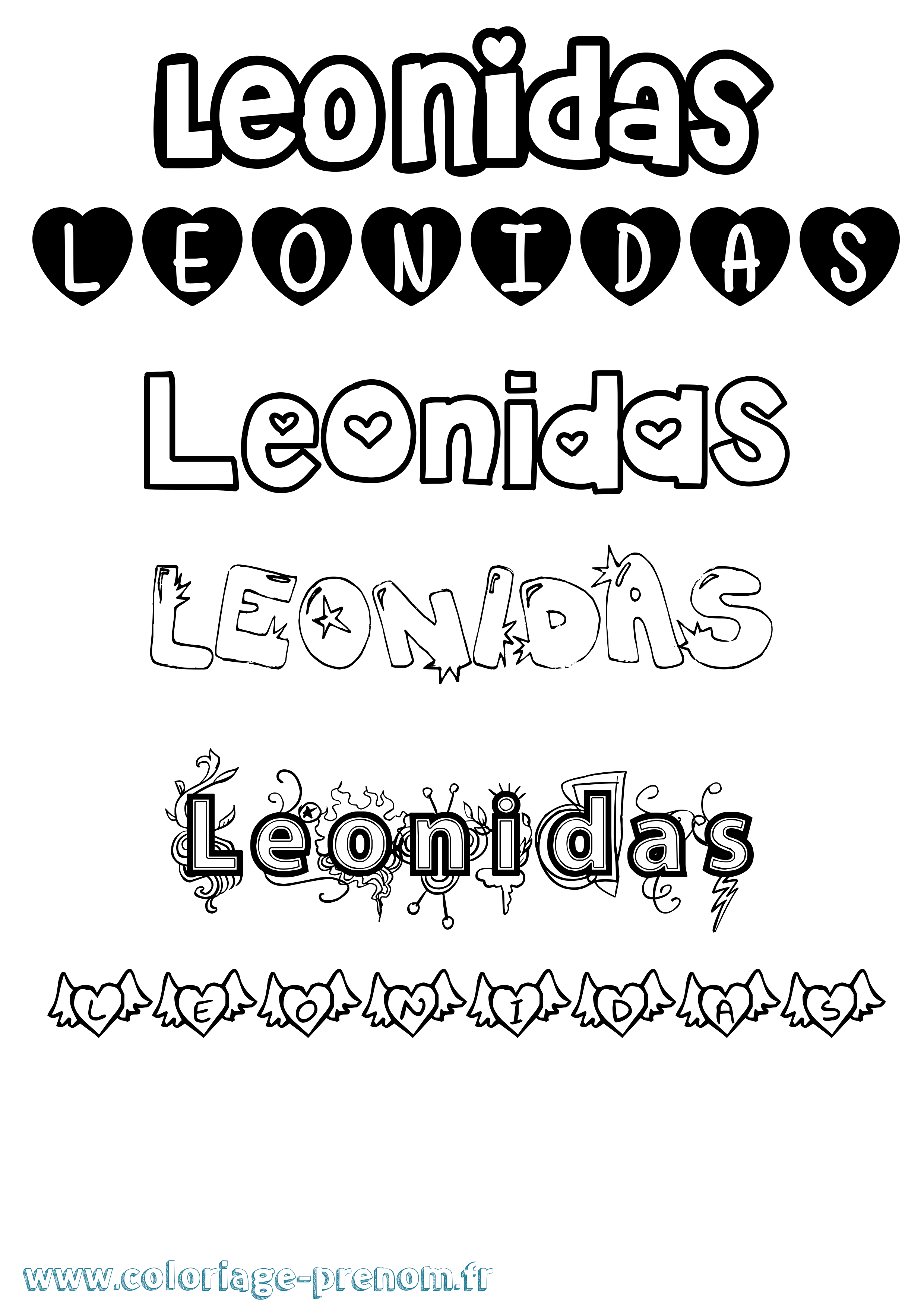 Coloriage Leonidas Girly Coloriage prénom Leonidas Girly