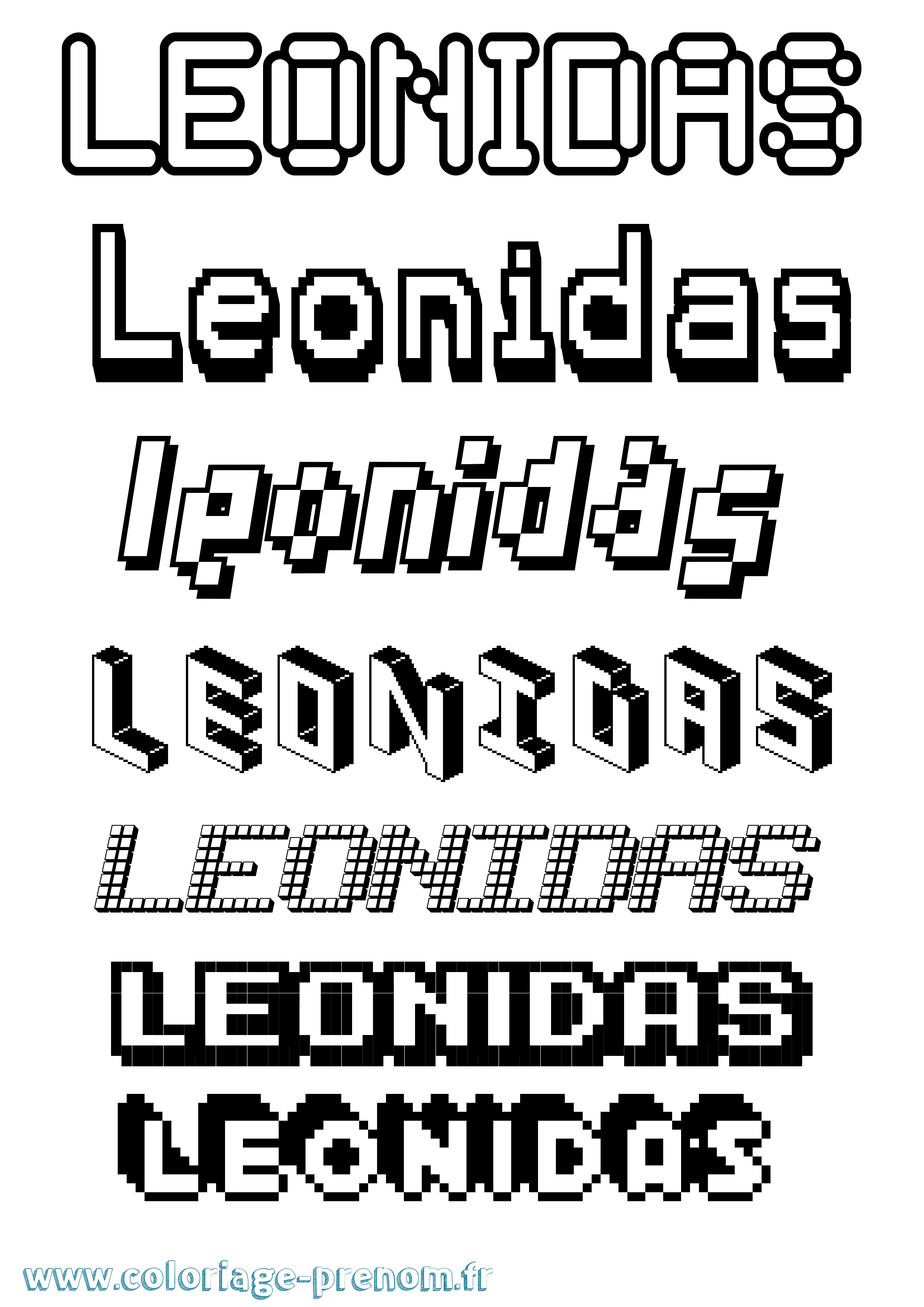 Coloriage Leonidas Pixel Coloriage prénom Leonidas Pixel
