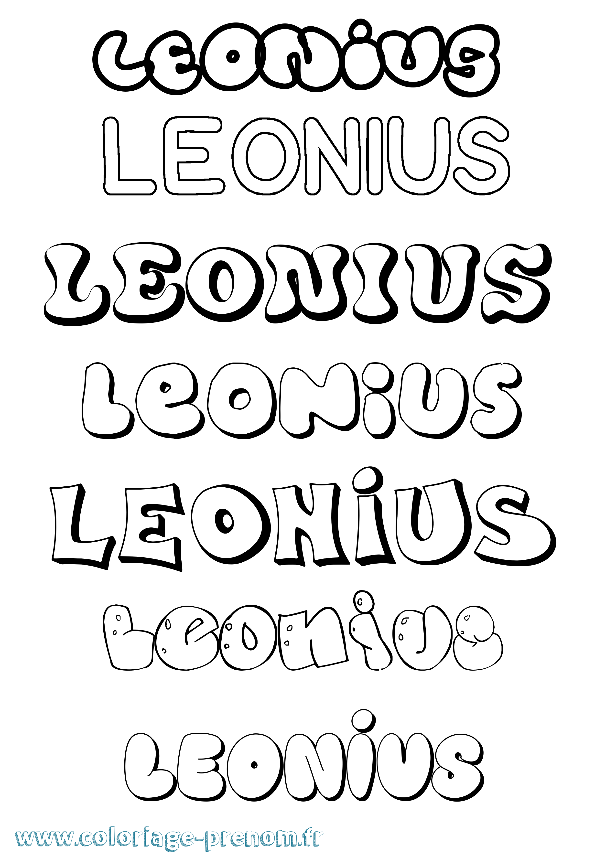Coloriage prénom Leonius Bubble