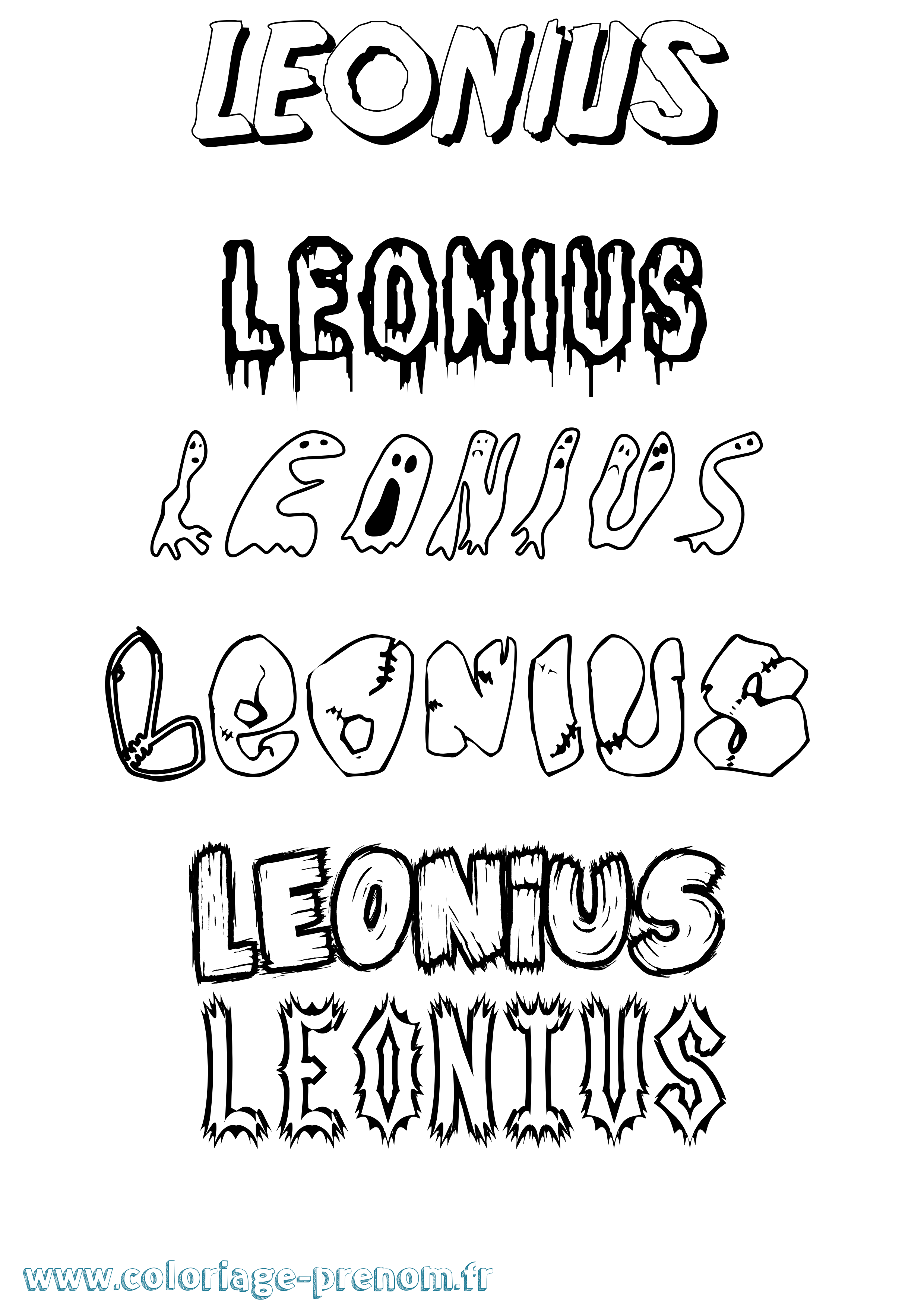 Coloriage prénom Leonius Frisson