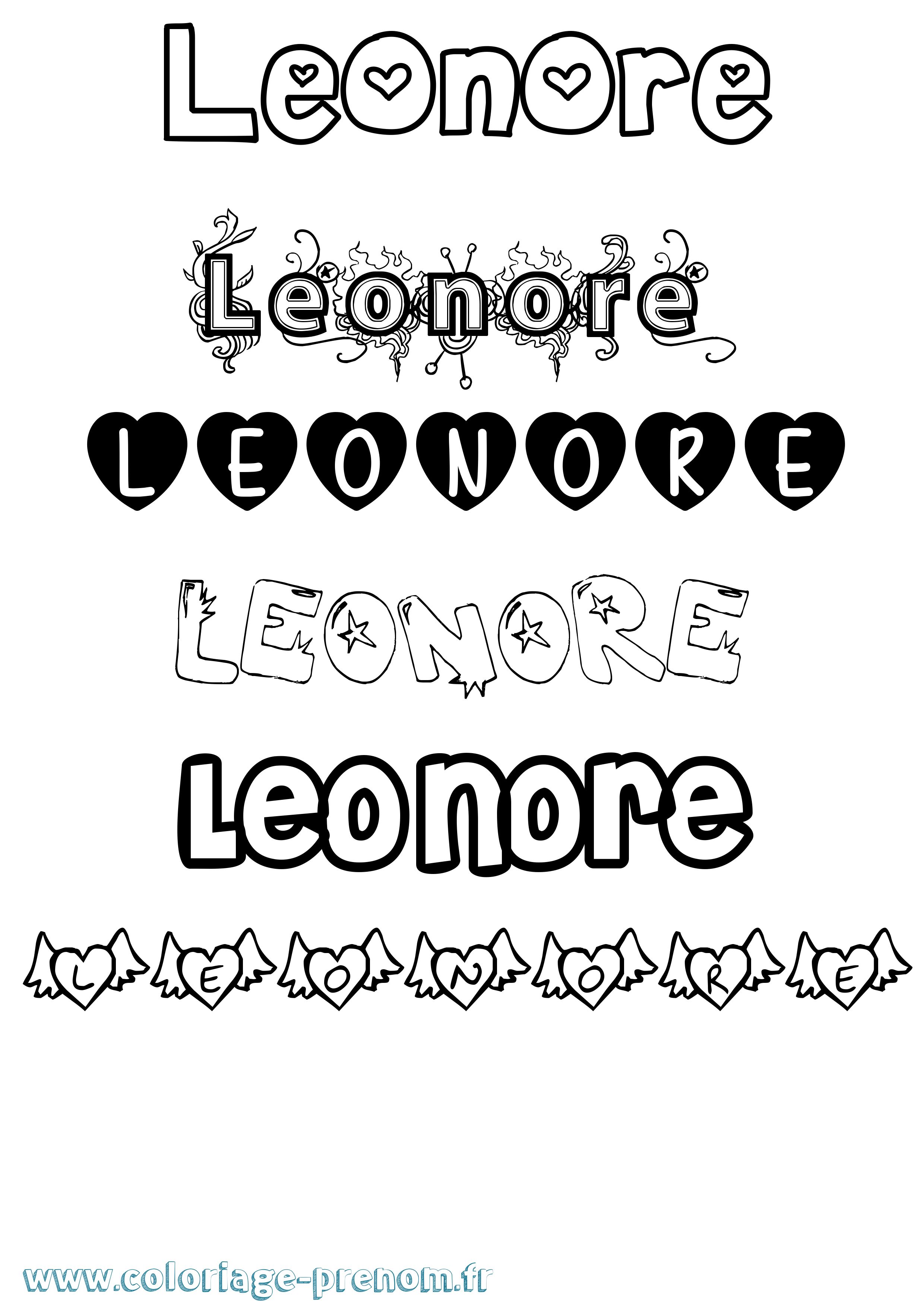 Coloriage prénom Leonore