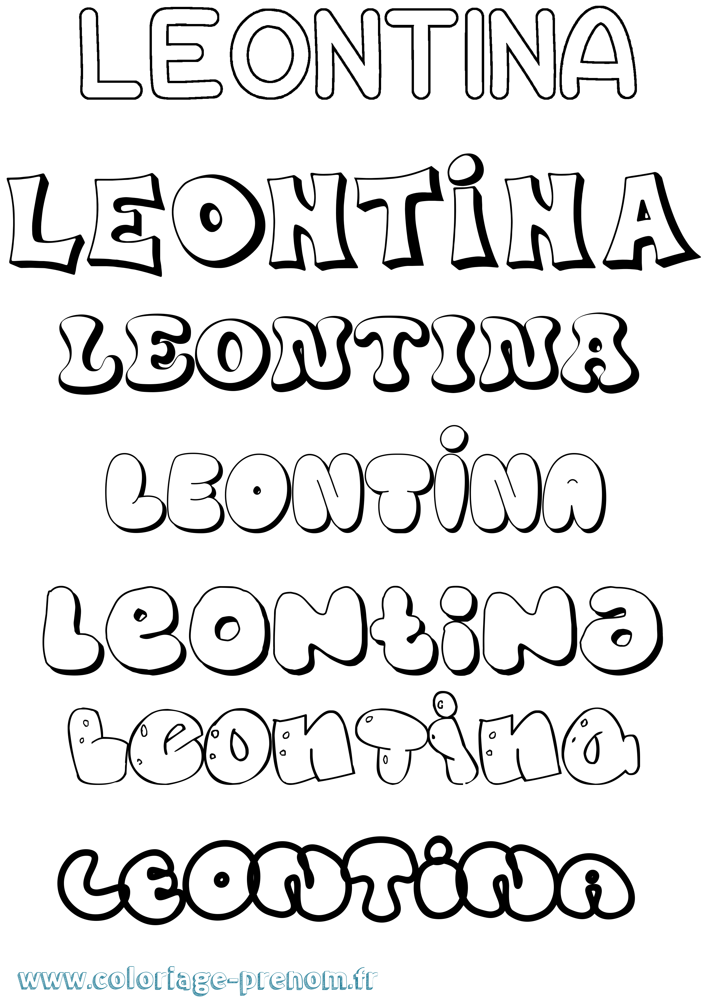 Coloriage prénom Leontina Bubble