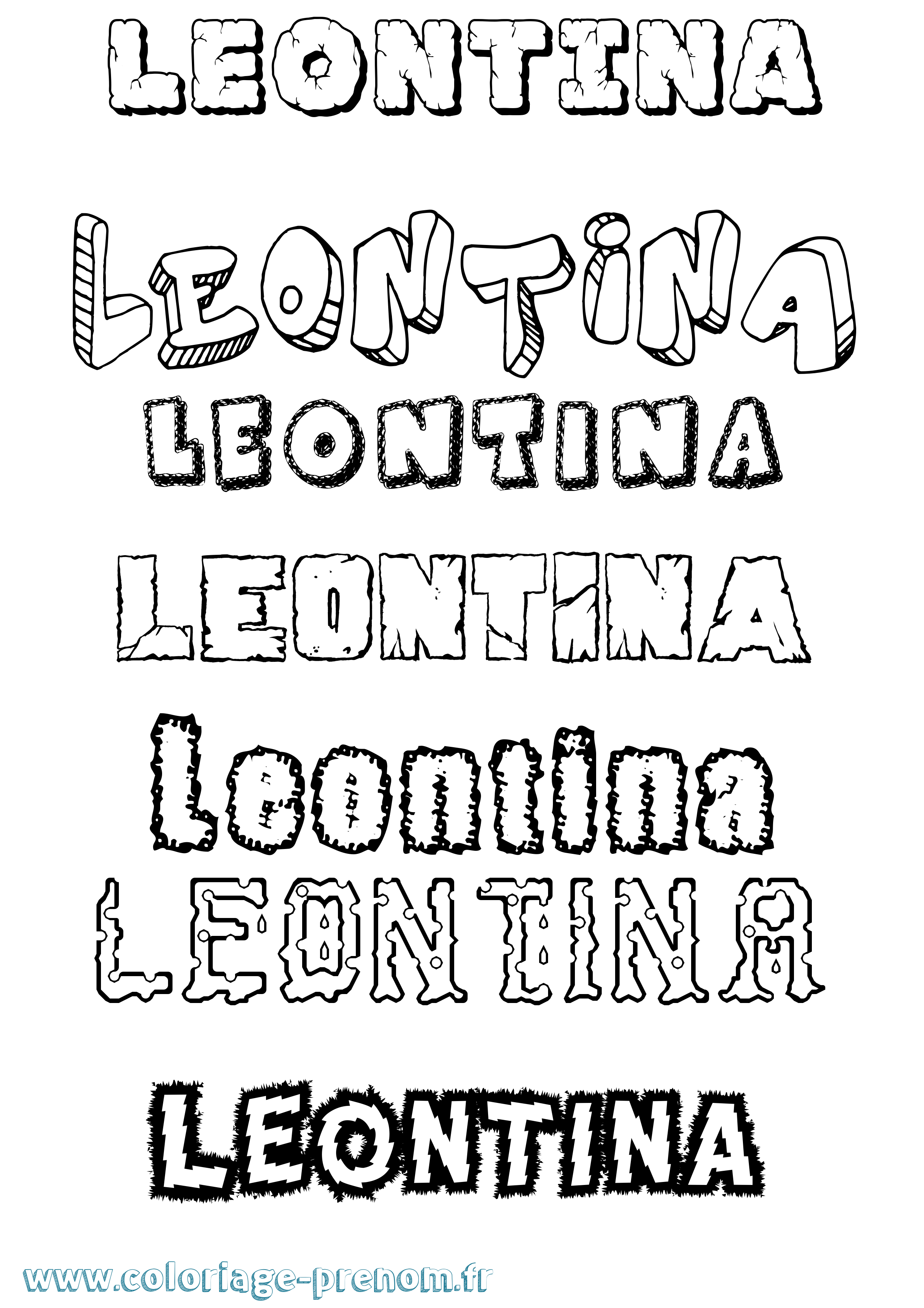 Coloriage Leontina Destructuré Coloriage prénom Leontina Destructuré