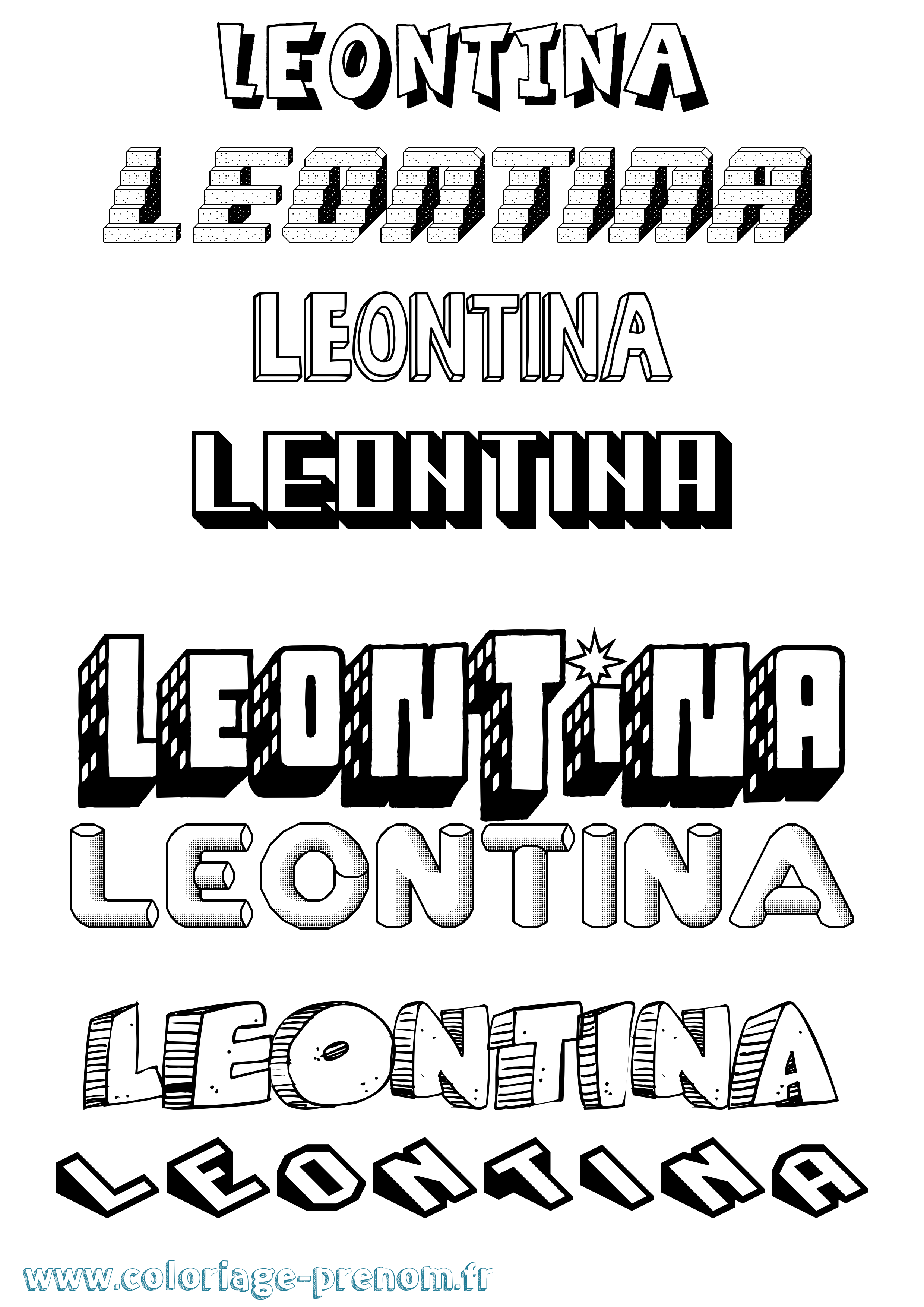 Coloriage prénom Leontina Effet 3D