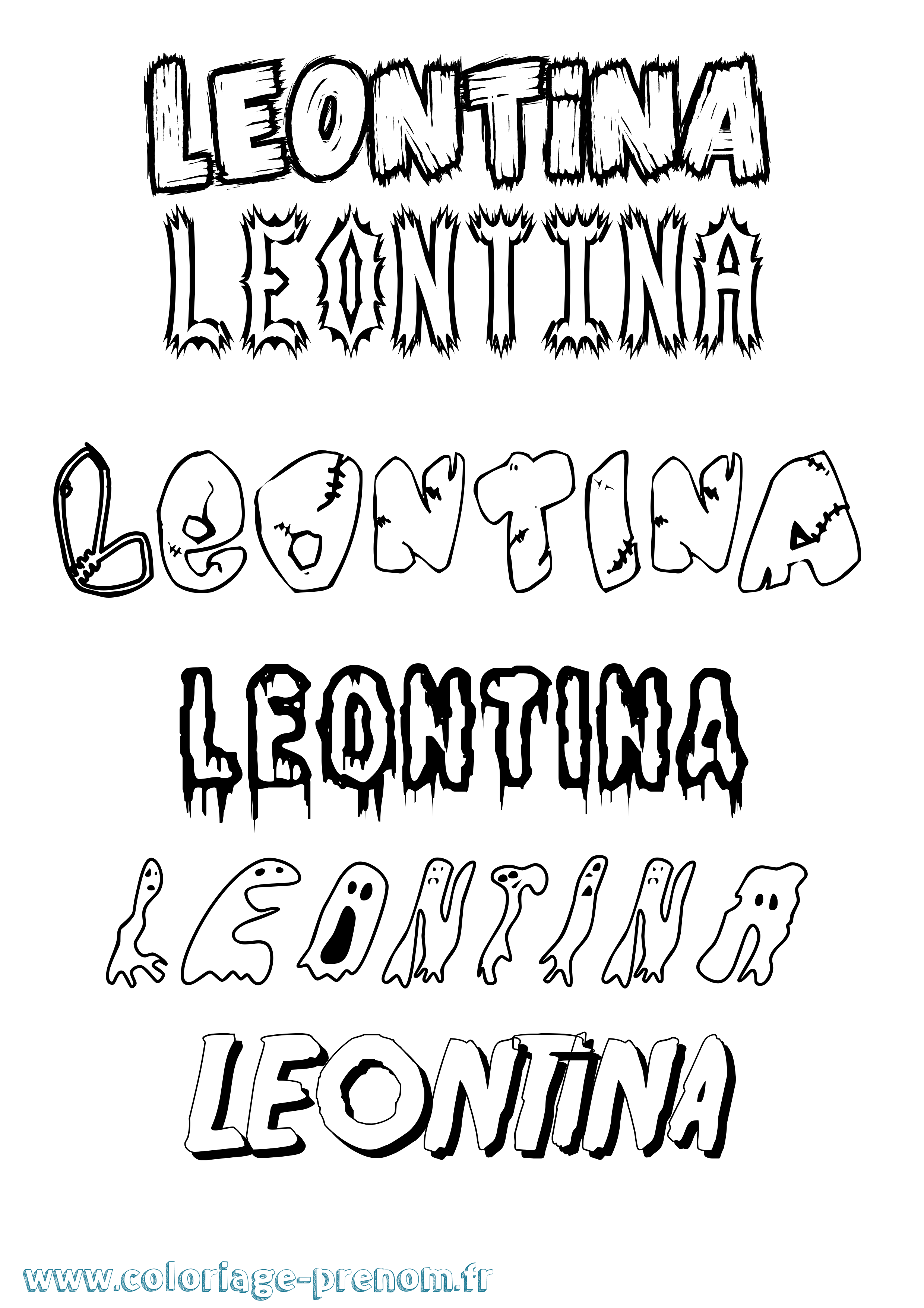 Coloriage prénom Leontina Frisson