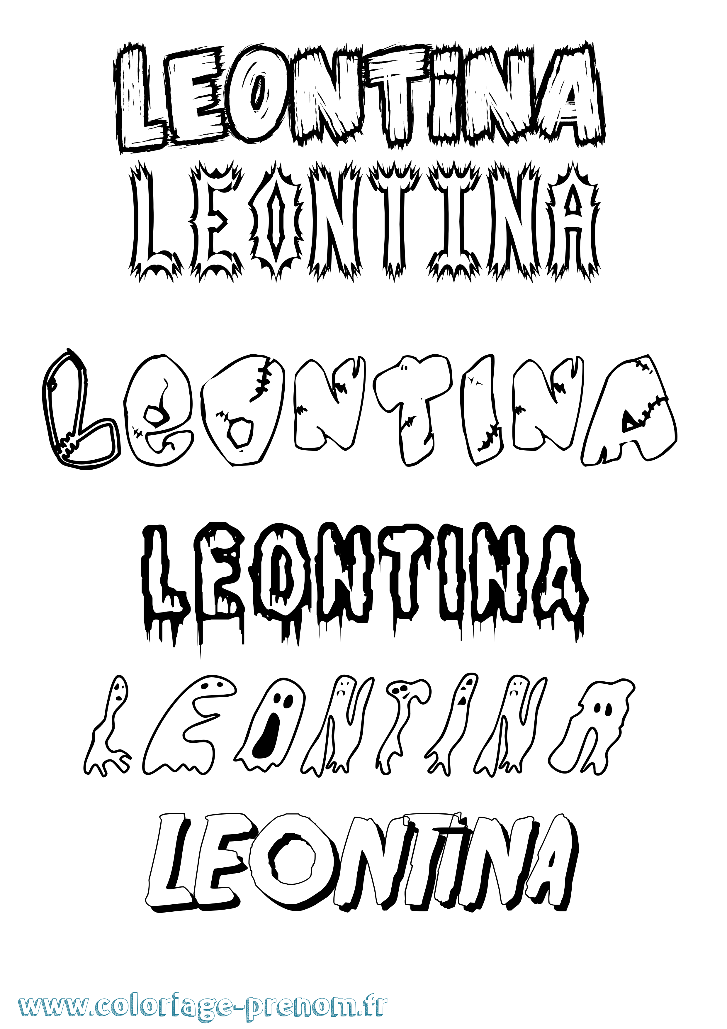 Coloriage Leontina Frisson Coloriage prénom Leontina Frisson