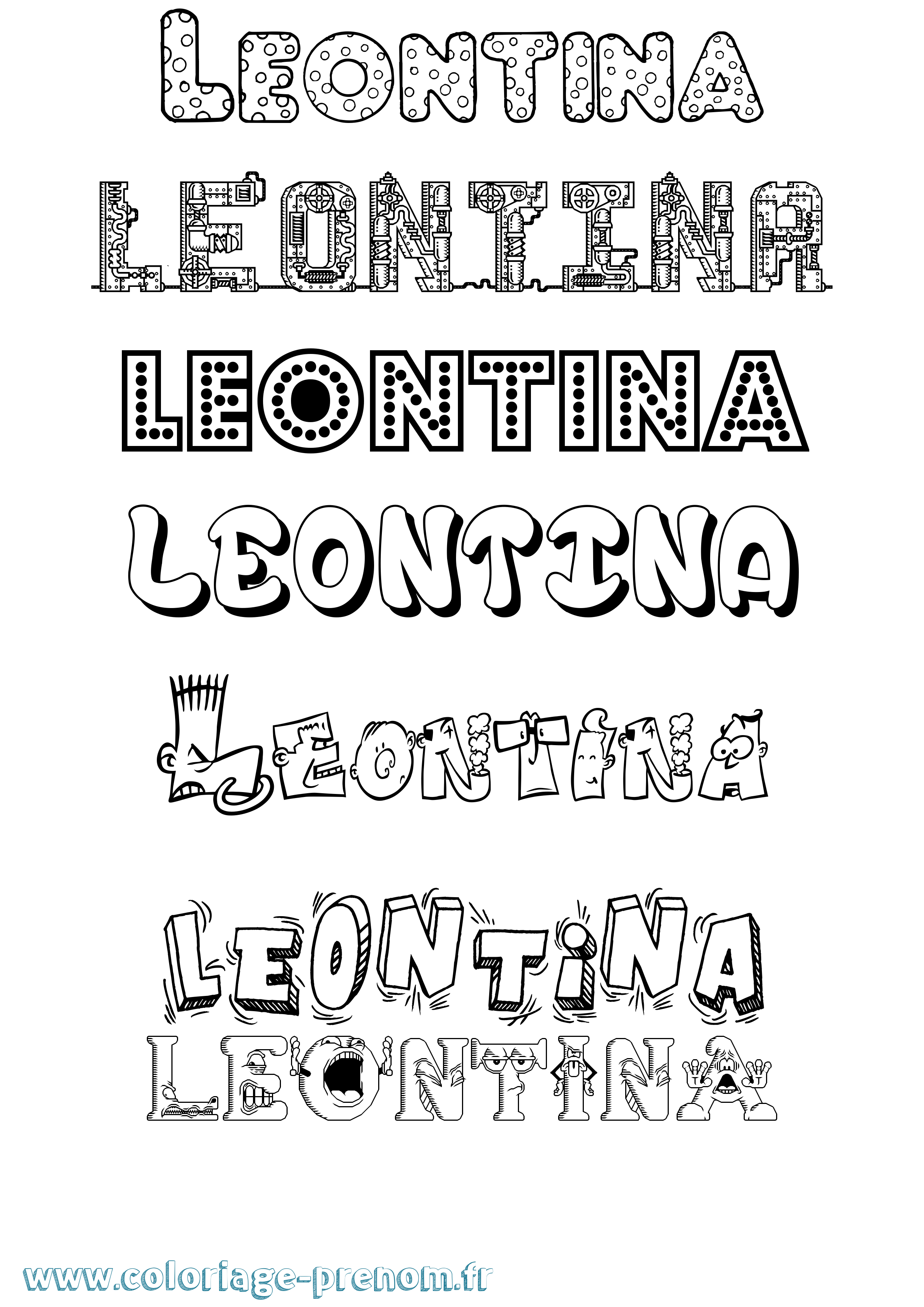 Coloriage prénom Leontina Fun