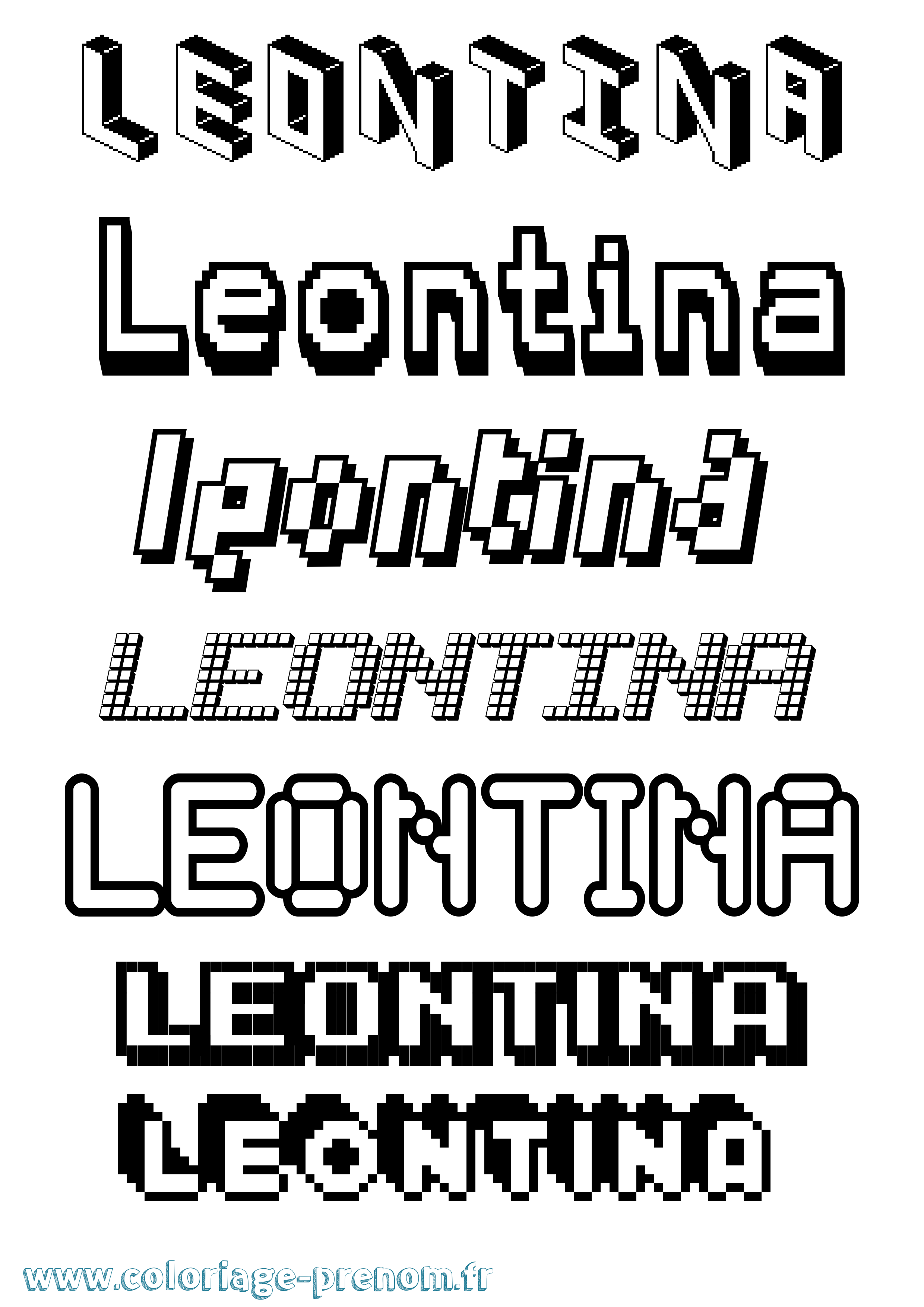 Coloriage prénom Leontina Pixel