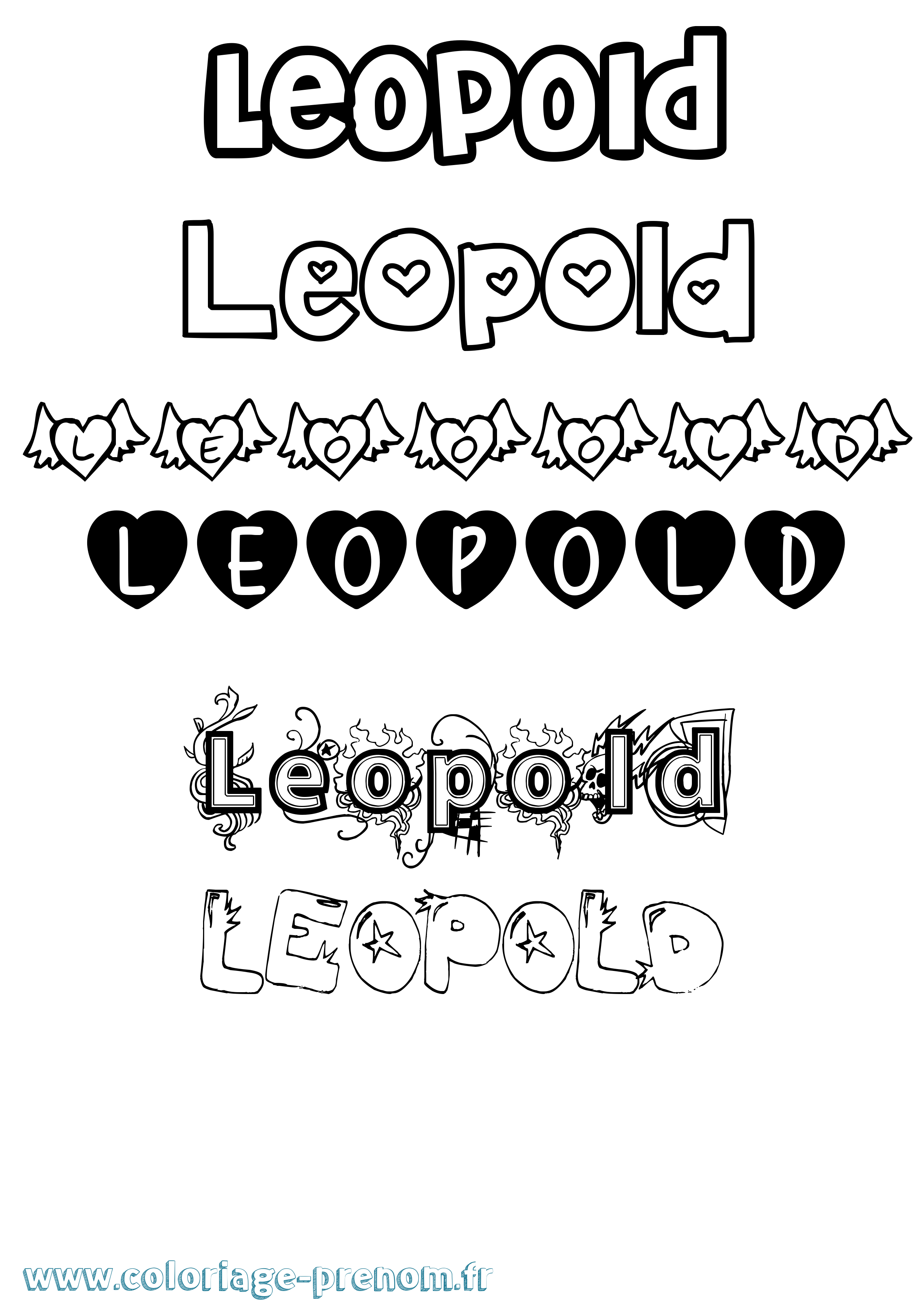 Coloriage prénom Leopold Girly