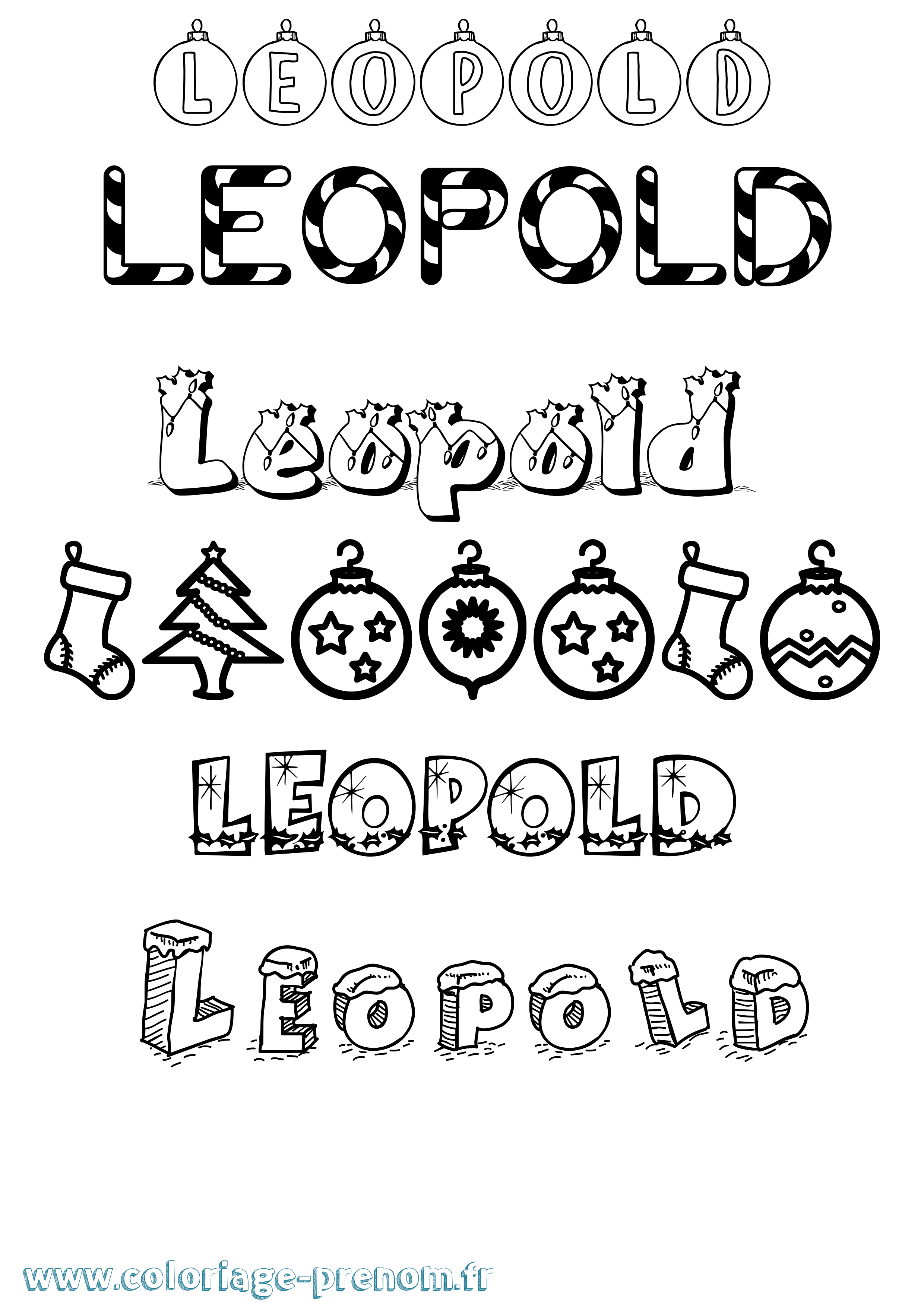Coloriage prénom Leopold Noël