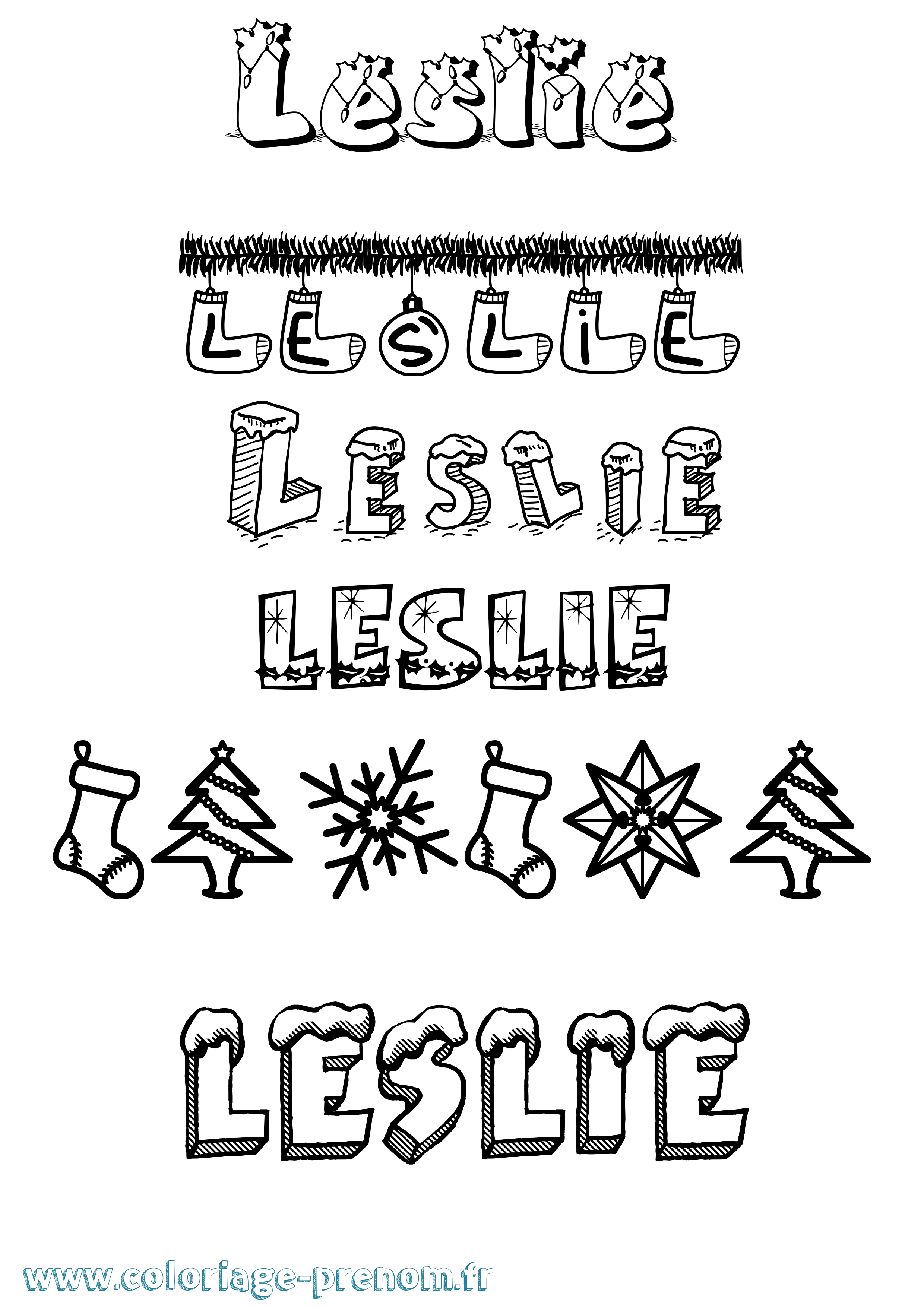 Coloriage prénom Leslie