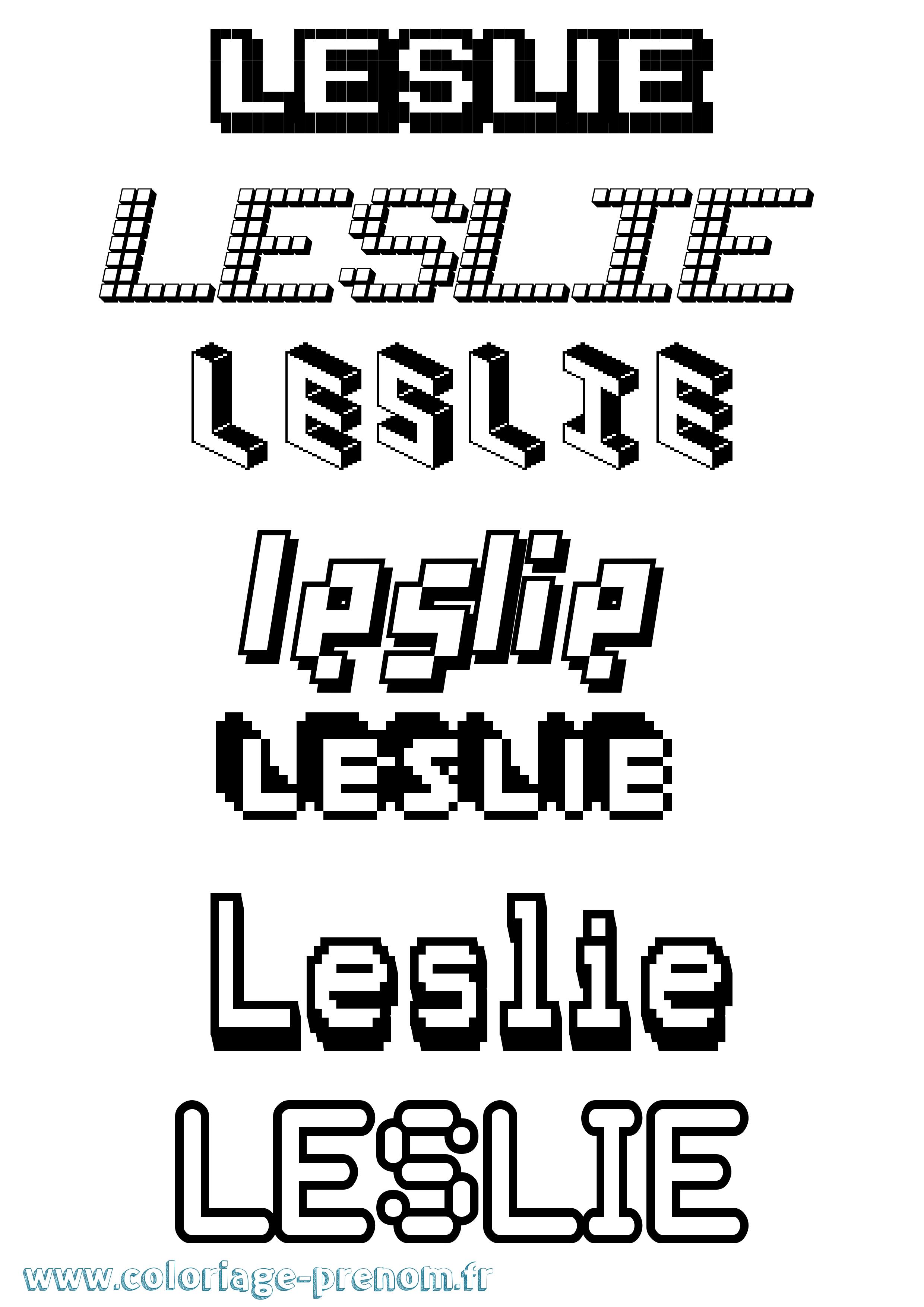 Coloriage prénom Leslie