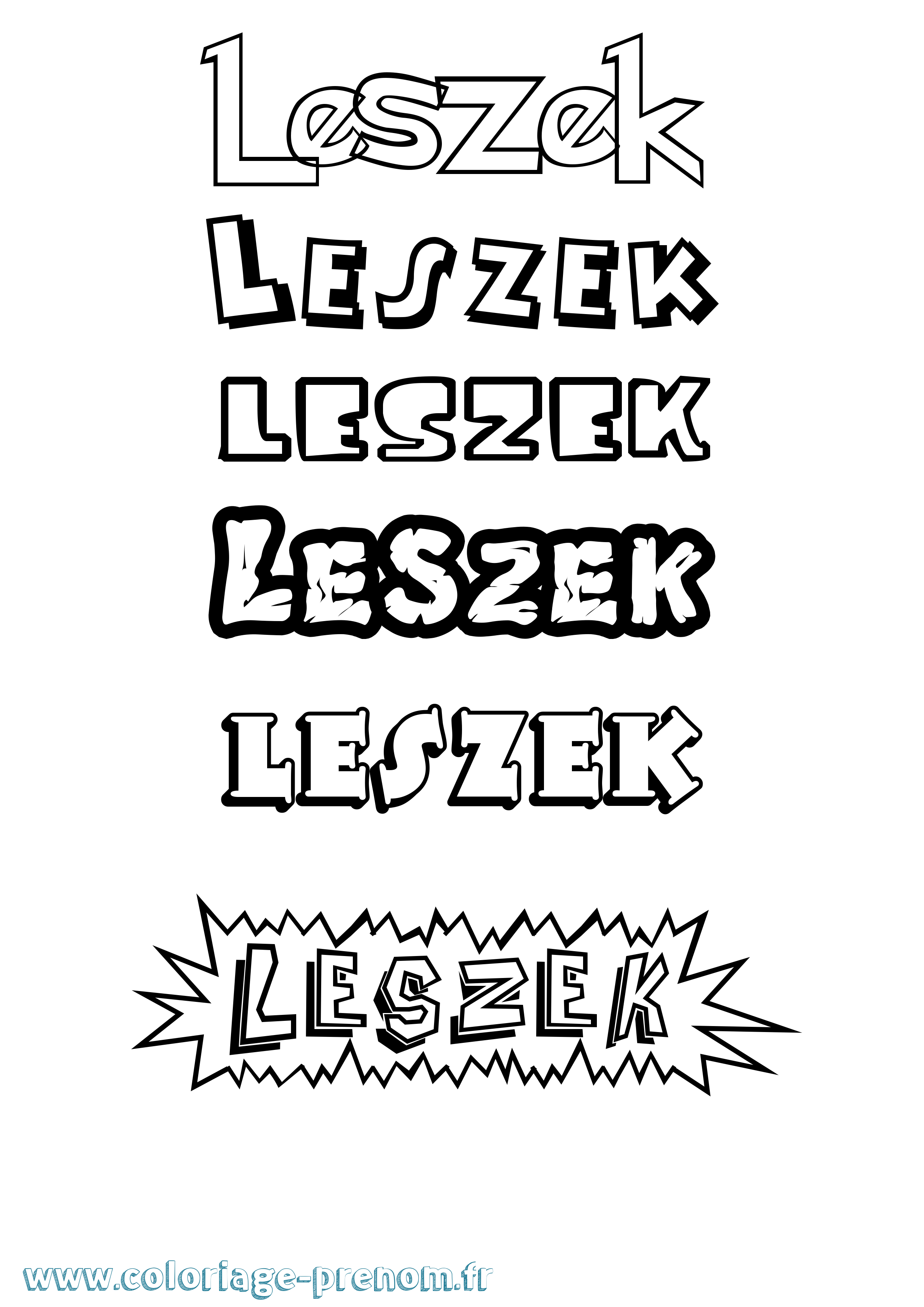 Coloriage prénom Leszek Dessin Animé